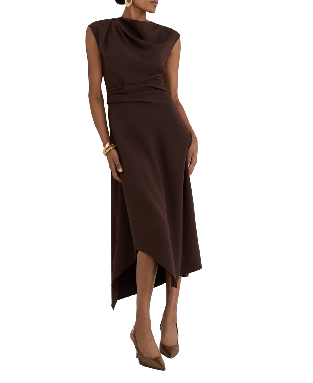 Reiss Women’s Camilla Cowl Neck Asymmetric Hem Gathered-Detail Midi Dress – Grape Burg Reiss Women’s Camilla Cowl Neck Asymmetric Hem Gathered-Detail Midi Dress – Grape Burg