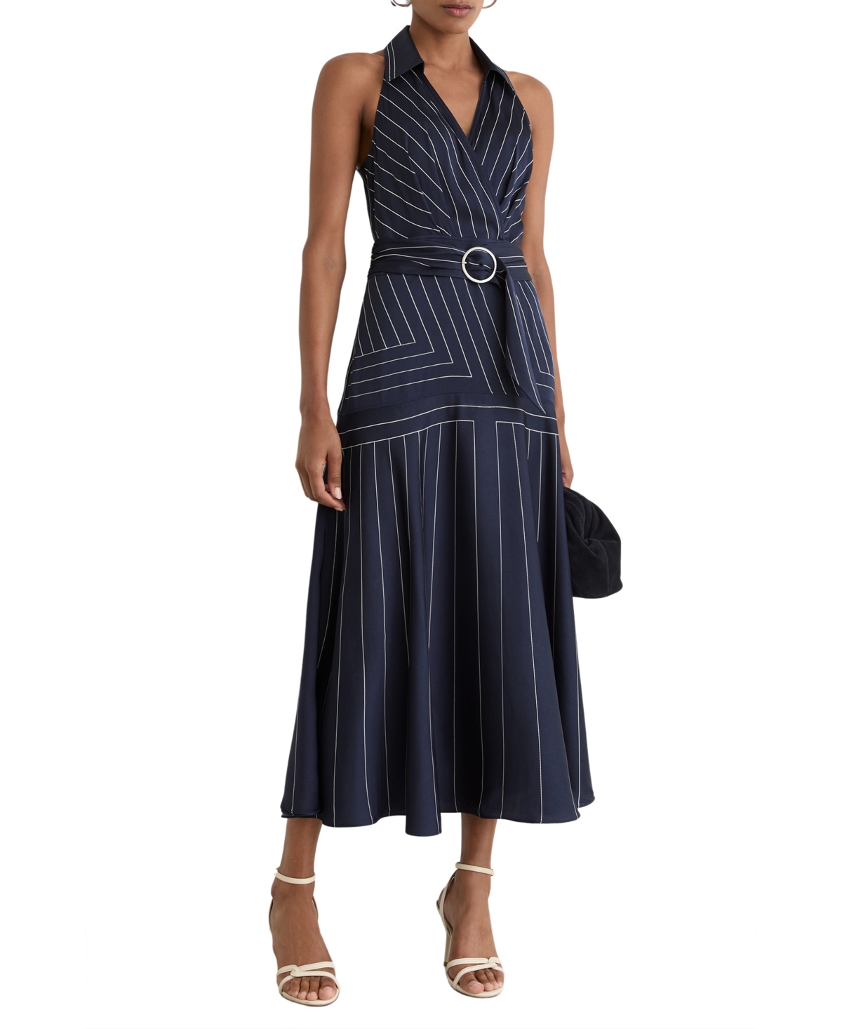 Reiss Women’s Casey Striped Fit & Flare Collared Midi Dress – Navy Reiss Women’s Casey Striped Fit & Flare Collared Midi Dress – Navy