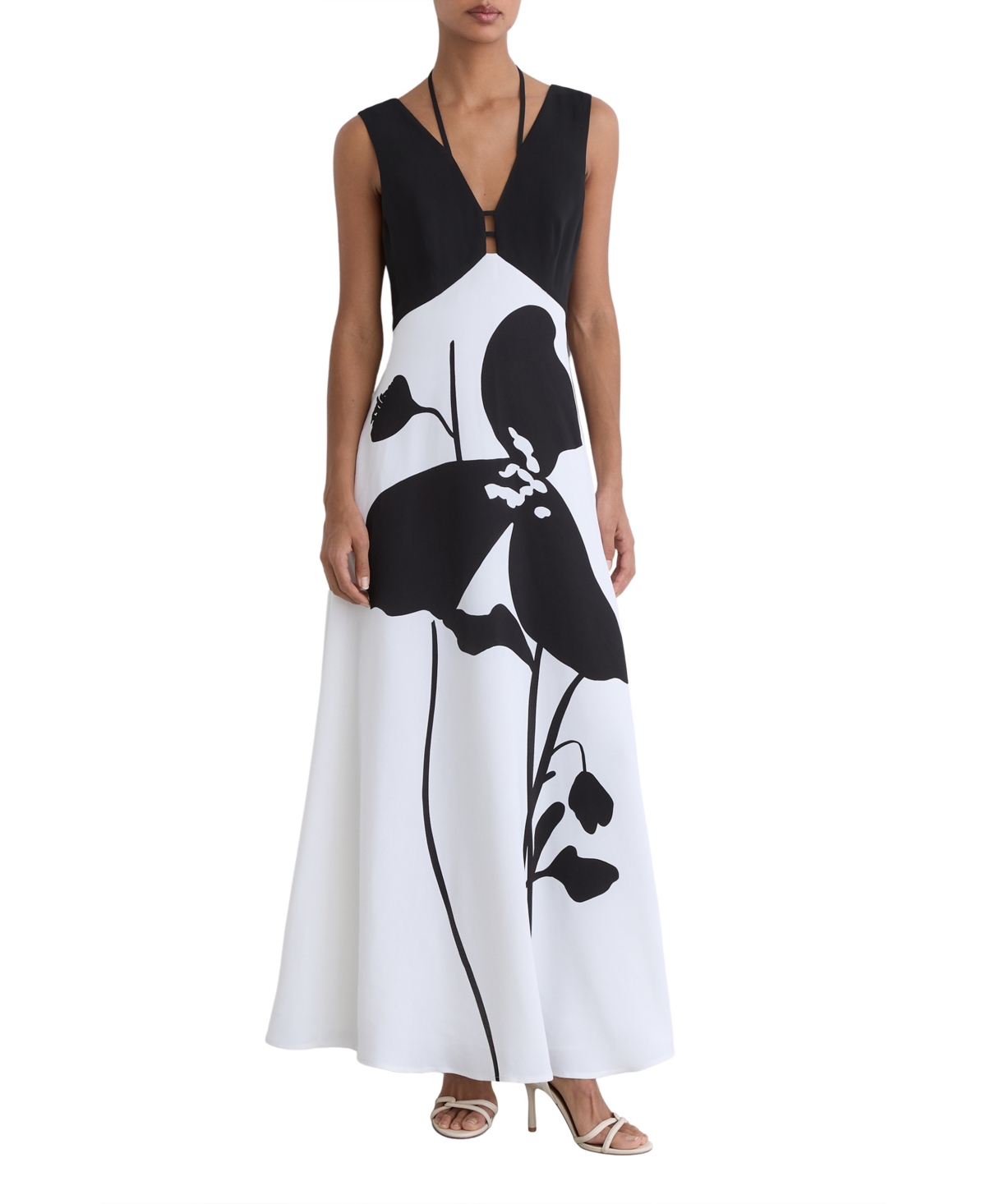 Reiss Women’s Cecile Printed Mono Dress – Ivory/blac