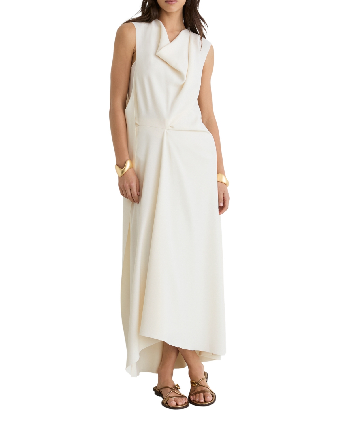 Reiss Women’s Dorota Drape Detail Midi Dress – Ivory
