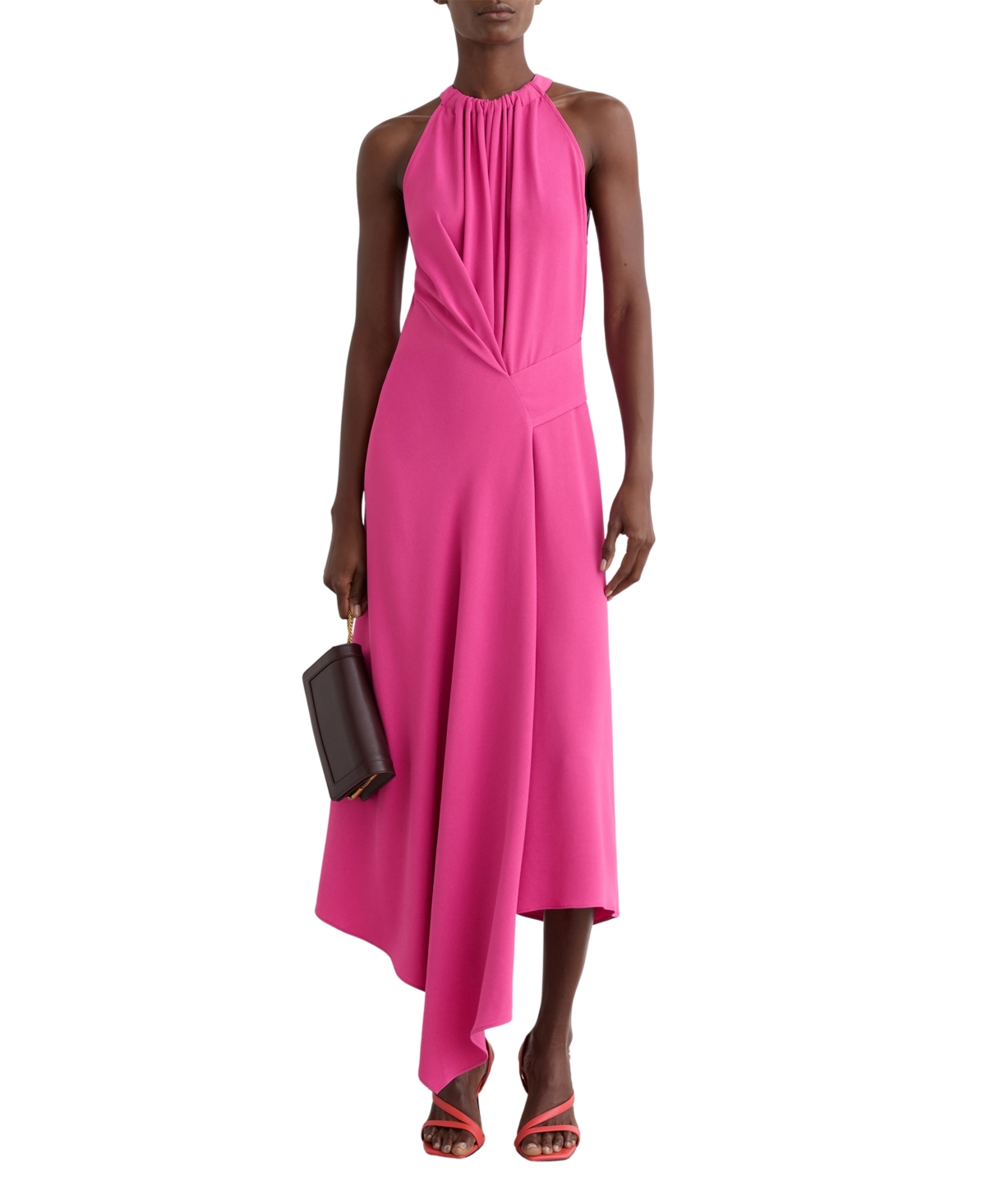 Reiss Women’s Drape-Detail Sleeveless Midi Dress – Raspberry Reiss Women’s Drape-Detail Sleeveless Midi Dress – Raspberry
