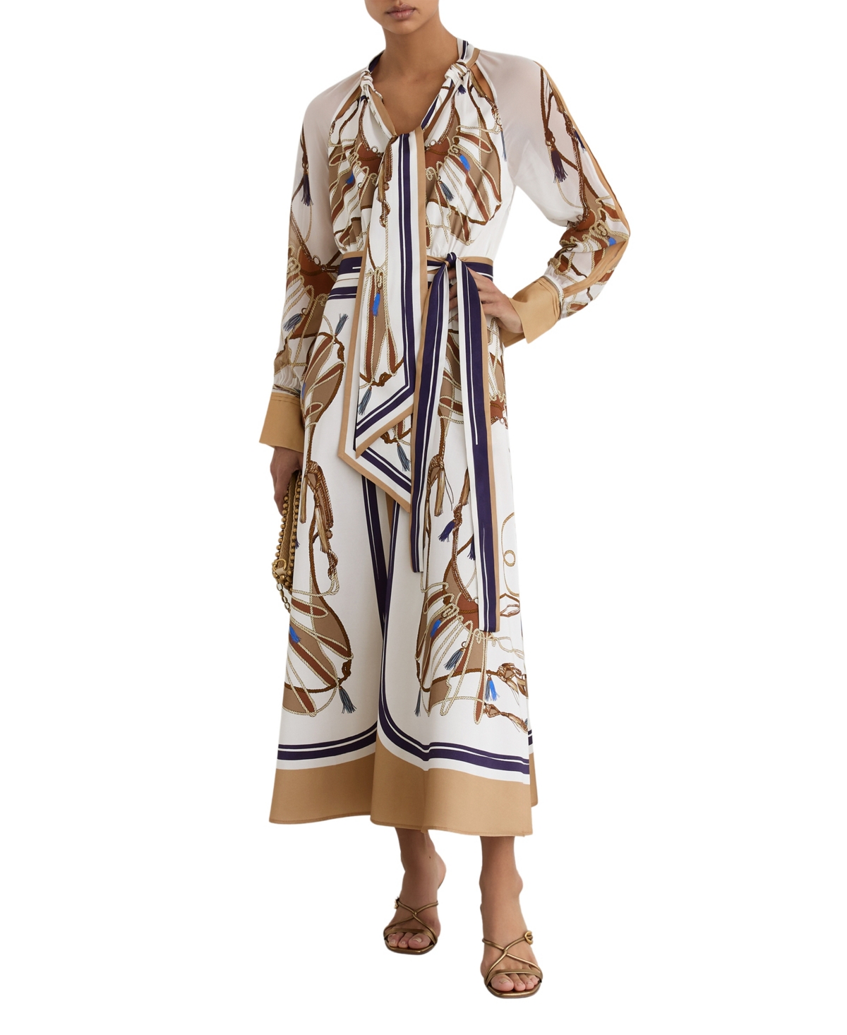 Reiss Women’s Ellie Foulard-Print Tie-Neck Midi Dress – Ivoryneutr Reiss Women’s Ellie Foulard-Print Tie-Neck Midi Dress – Ivoryneutr