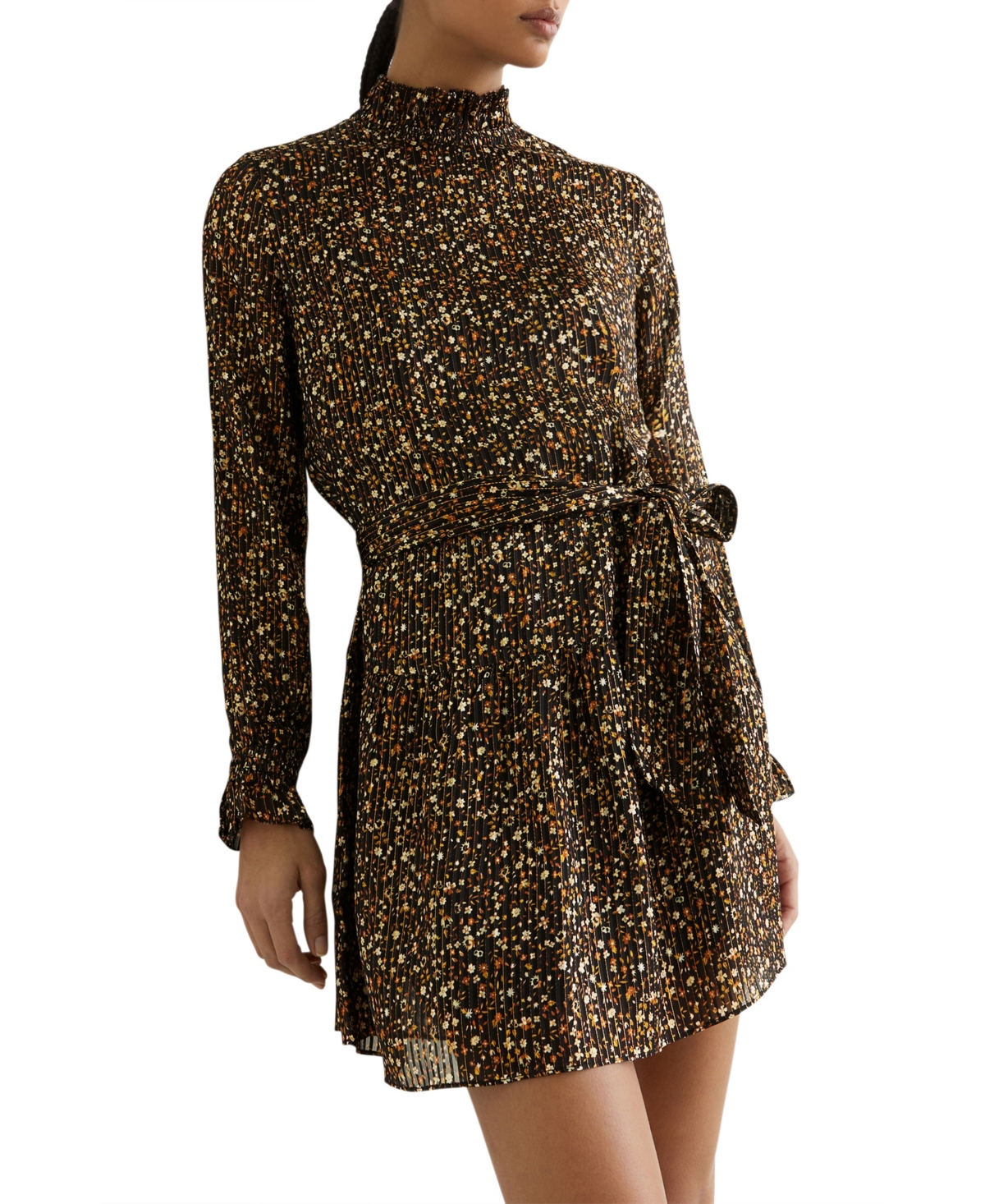 Reiss Women’s Floral Metallic Flippy Mini Dress – Black Reiss Women’s Floral Metallic Flippy Mini Dress – Black