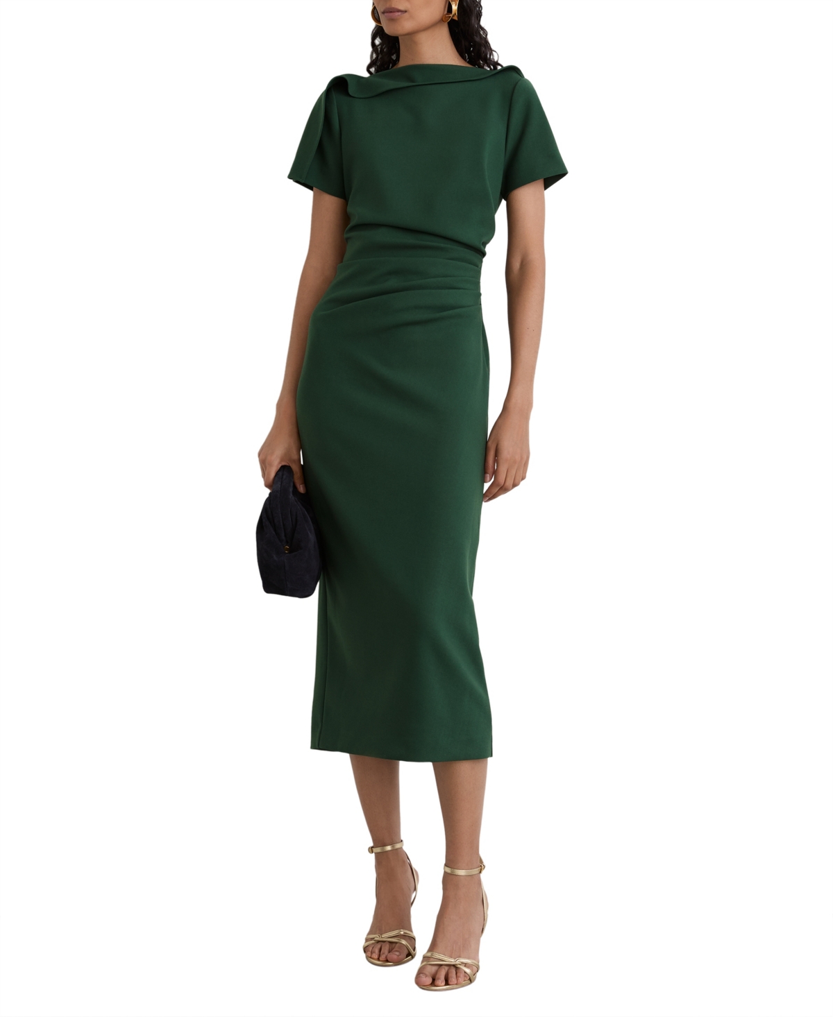 Reiss Women’s Hilary Ruched-Detail Boat-Neck Midi Dress – Teal Green Reiss Women’s Hilary Ruched-Detail Boat-Neck Midi Dress – Teal Green