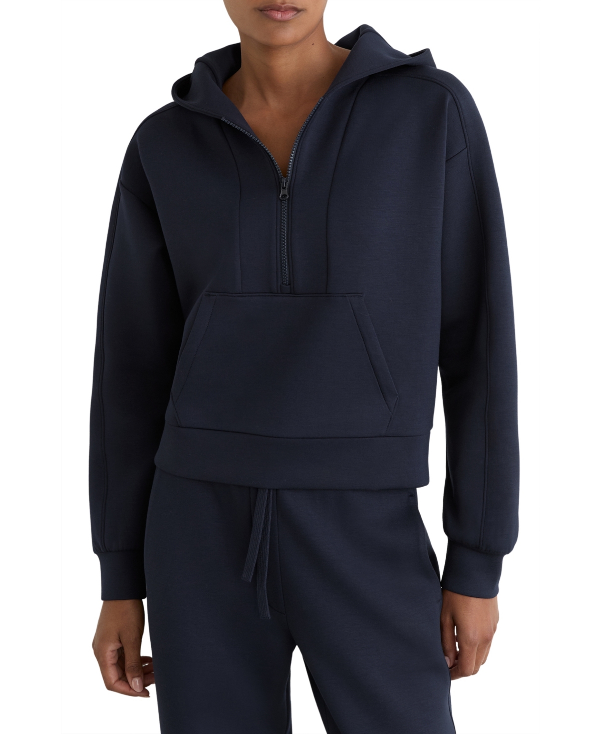 Reiss Women’s Lockie Premium-Interlock Relaxed-Fit Half-Zip Hoodie – Navy Reiss Women’s Lockie Premium-Interlock Relaxed-Fit Half-Zip Hoodie – Navy