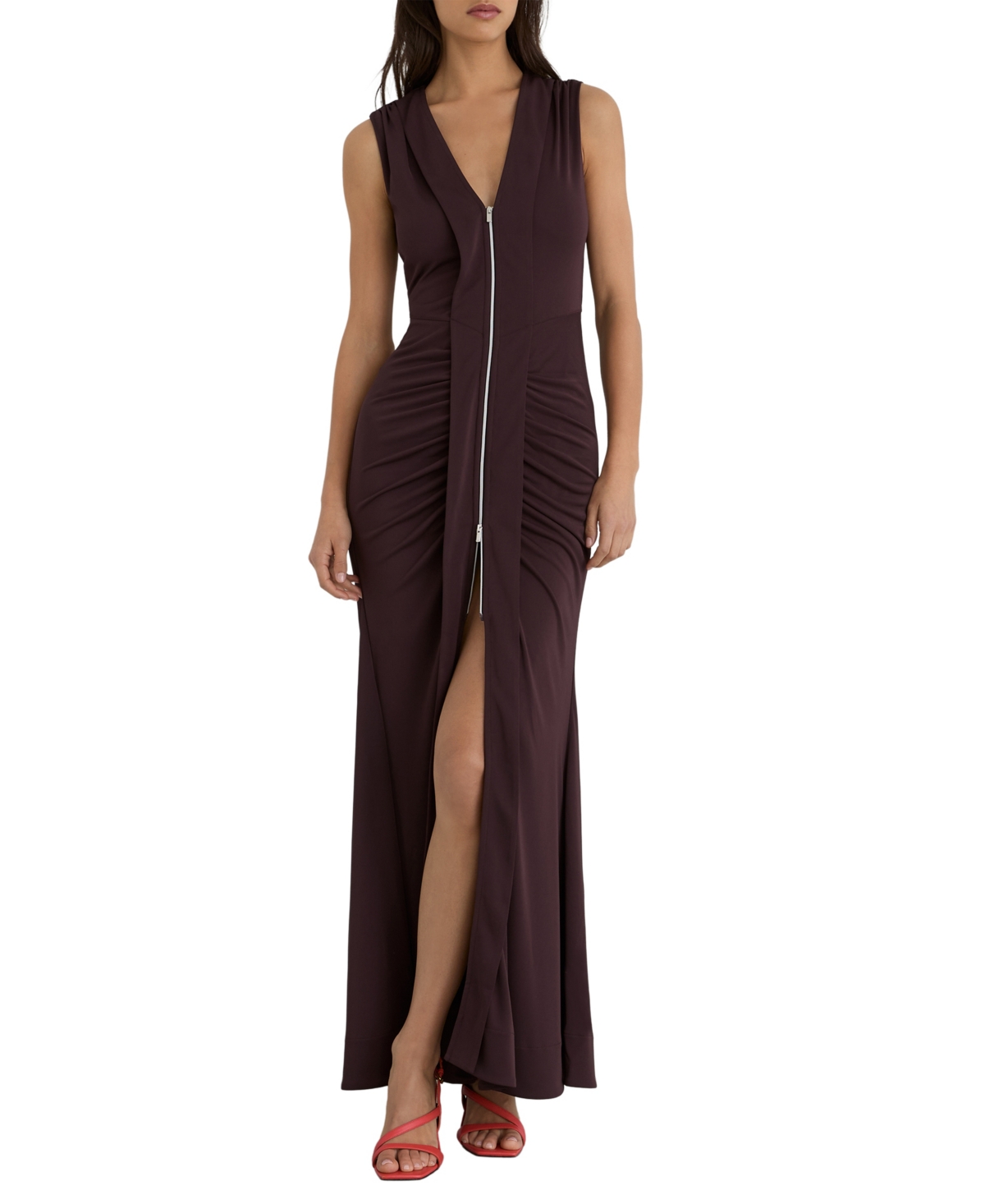 Reiss Women’s Scarlett Crepe-Jersey Zip-Detail Ruched Maxi Dress – Grape Burg Reiss Women’s Scarlett Crepe-Jersey Zip-Detail Ruched Maxi Dress – Grape Burg