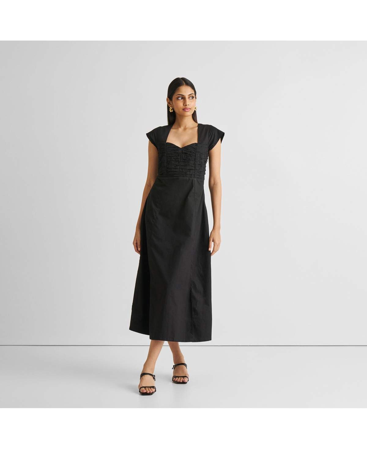 Reistor Women’s Ruched Dress with Front Slit – Black