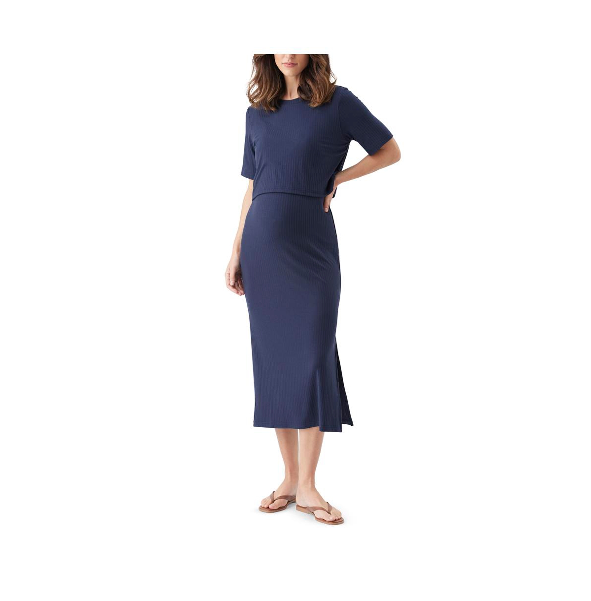 Ripe Maternity Women’s Ivy Rib Nursing Dress – Navy Ripe Maternity Women’s Ivy Rib Nursing Dress – Navy