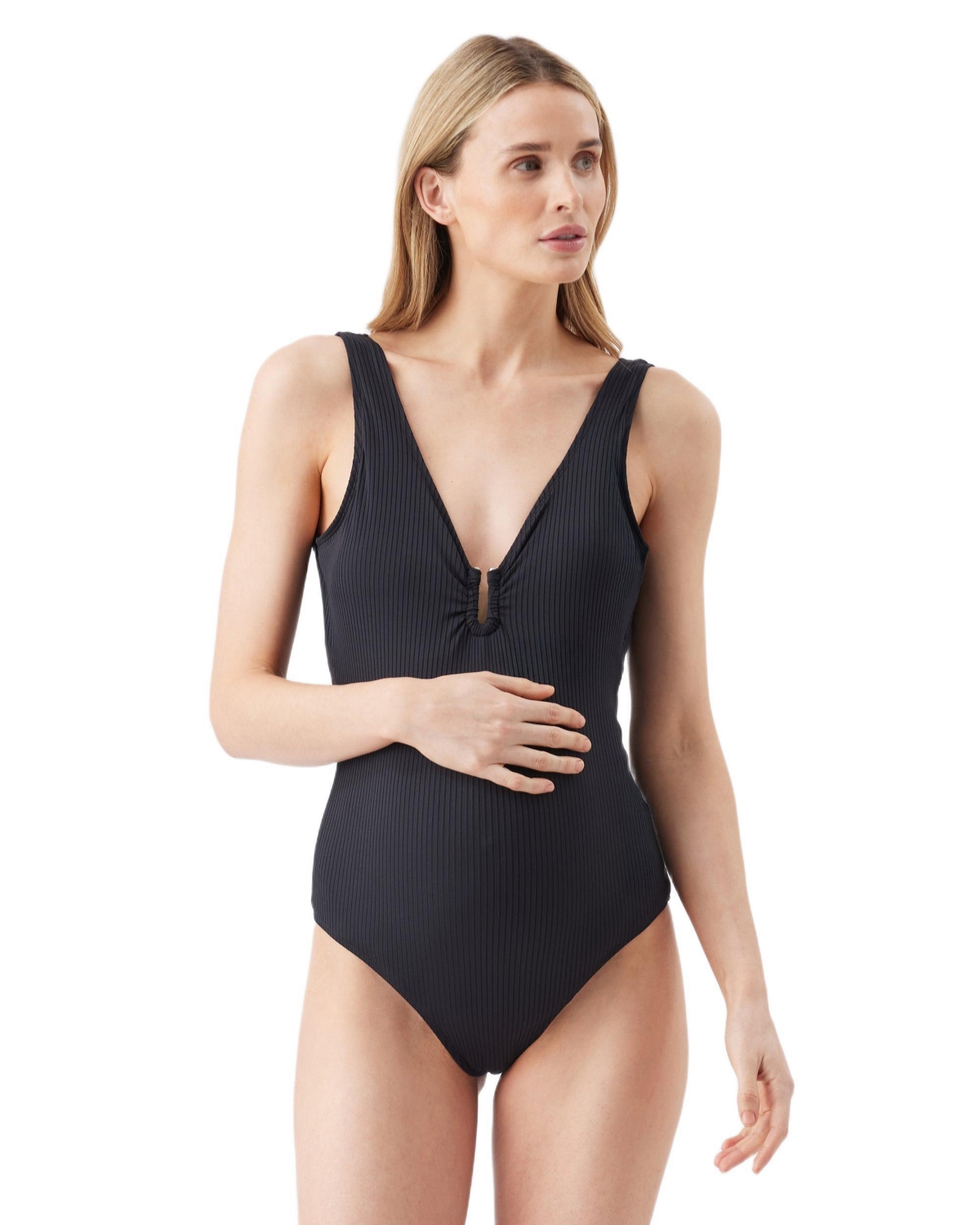 Ripe Maternity Women’s Maternity Havana Rib One Piece Swimsuit – Black Ripe Maternity Women’s Maternity Havana Rib One Piece Swimsuit – Black