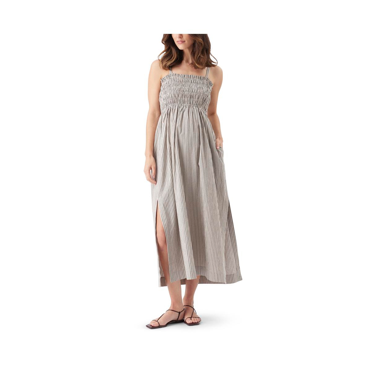 Ripe Maternity Women’s Ripe Leo Stripe Shirred Dress – Natural / black