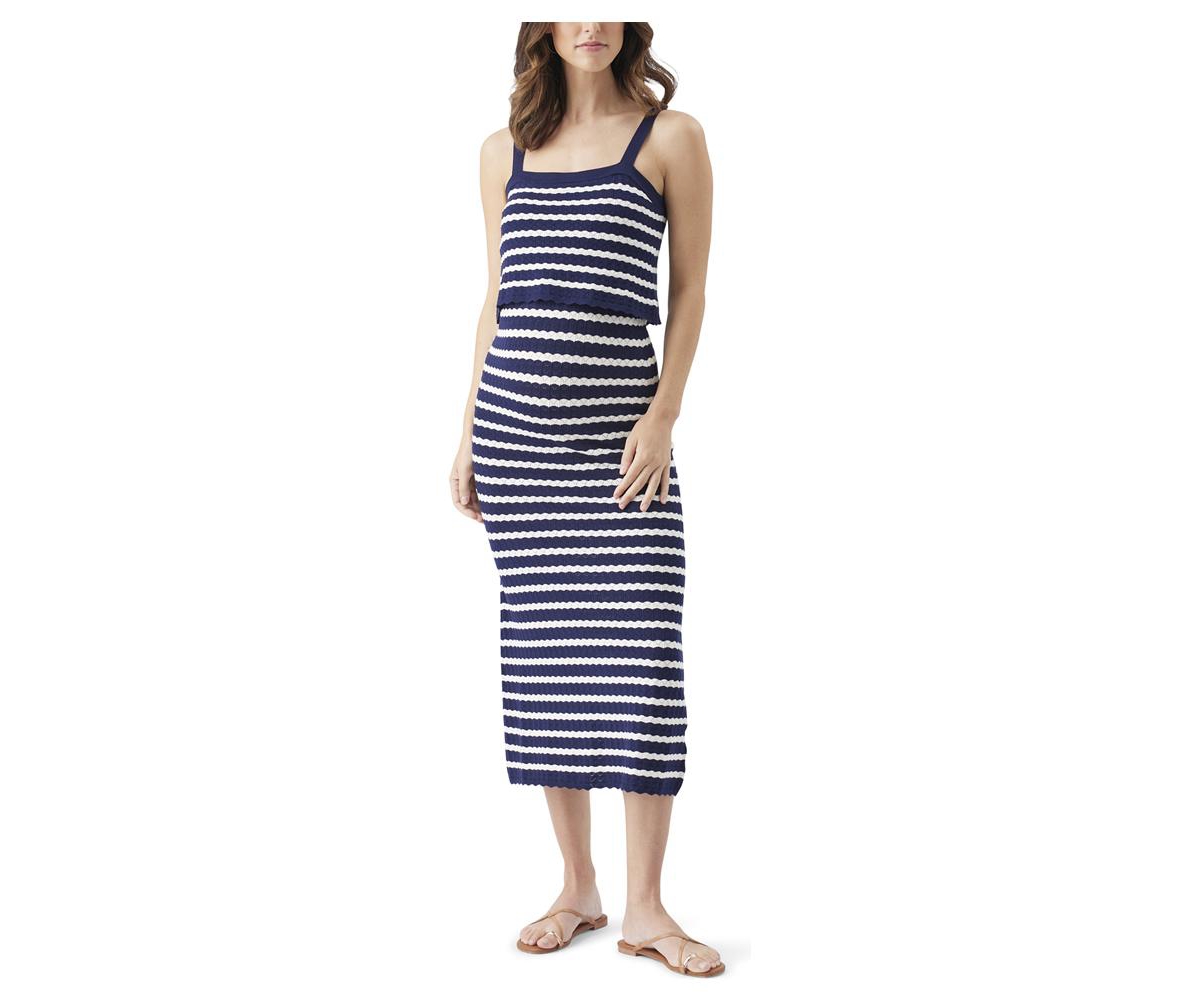 Ripe Maternity Women’s Ripe Pointelle Knit Nursing Dress – Navy / white Ripe Maternity Women’s Ripe Pointelle Knit Nursing Dress – Navy / white