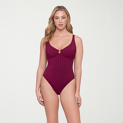 S3 Swim Womens Moderate Coverage One Piece Swimsuit, Medium, Red