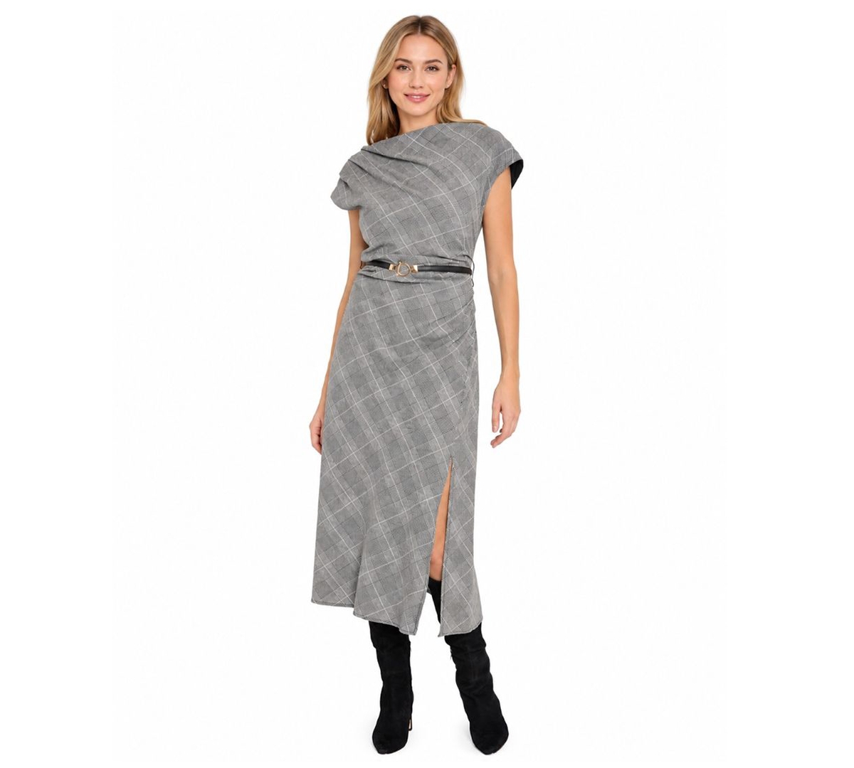 Sam Edelman/S Rothschild & Co Inc Women’s Crewneck Belted Dress – Gray Sam Edelman/S Rothschild & Co Inc Women’s Crewneck Belted Dress – Gray