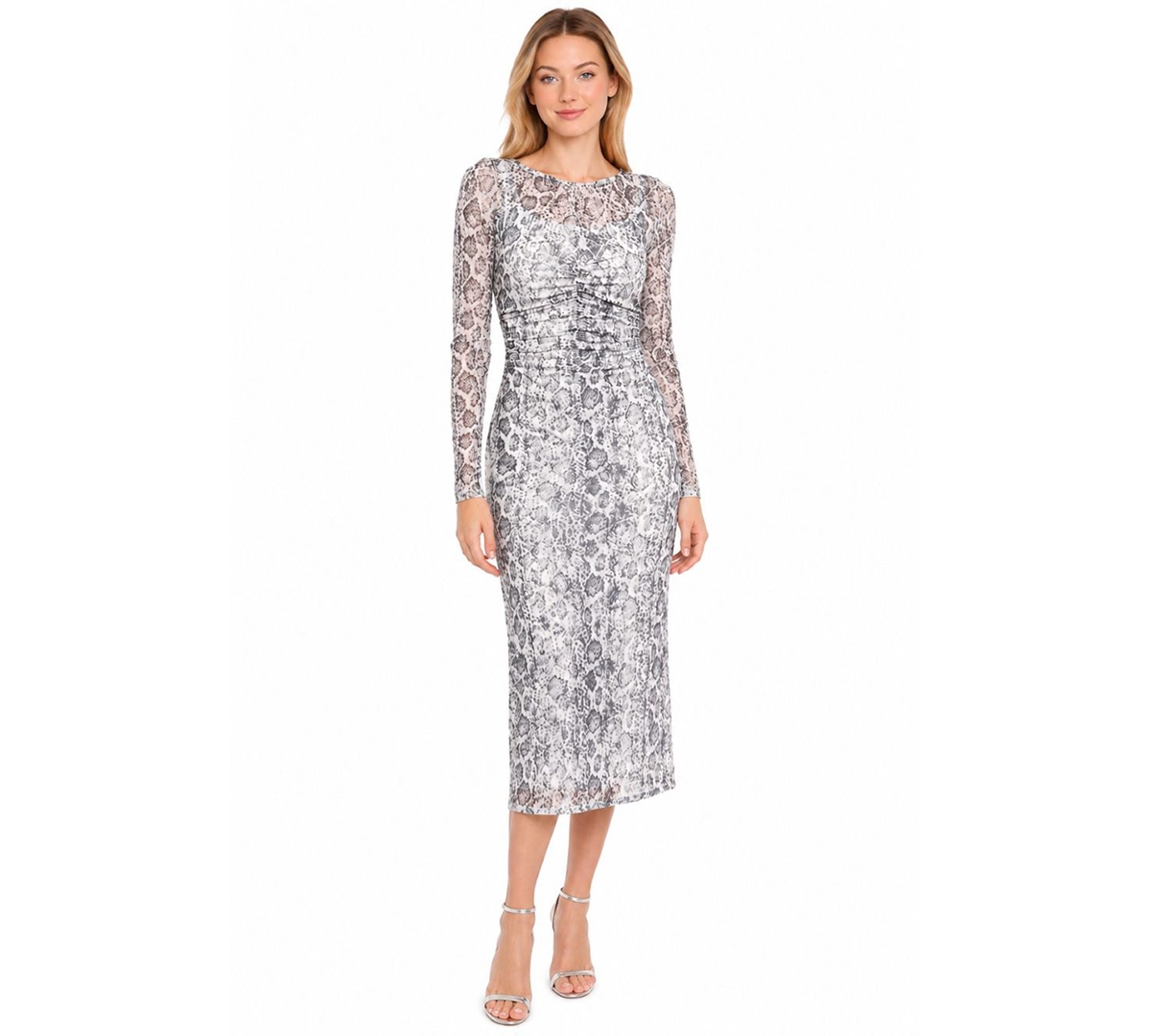 Sam Edelman/S Rothschild & Co Inc Women’s Snakeskin Ruched Dress – GREY