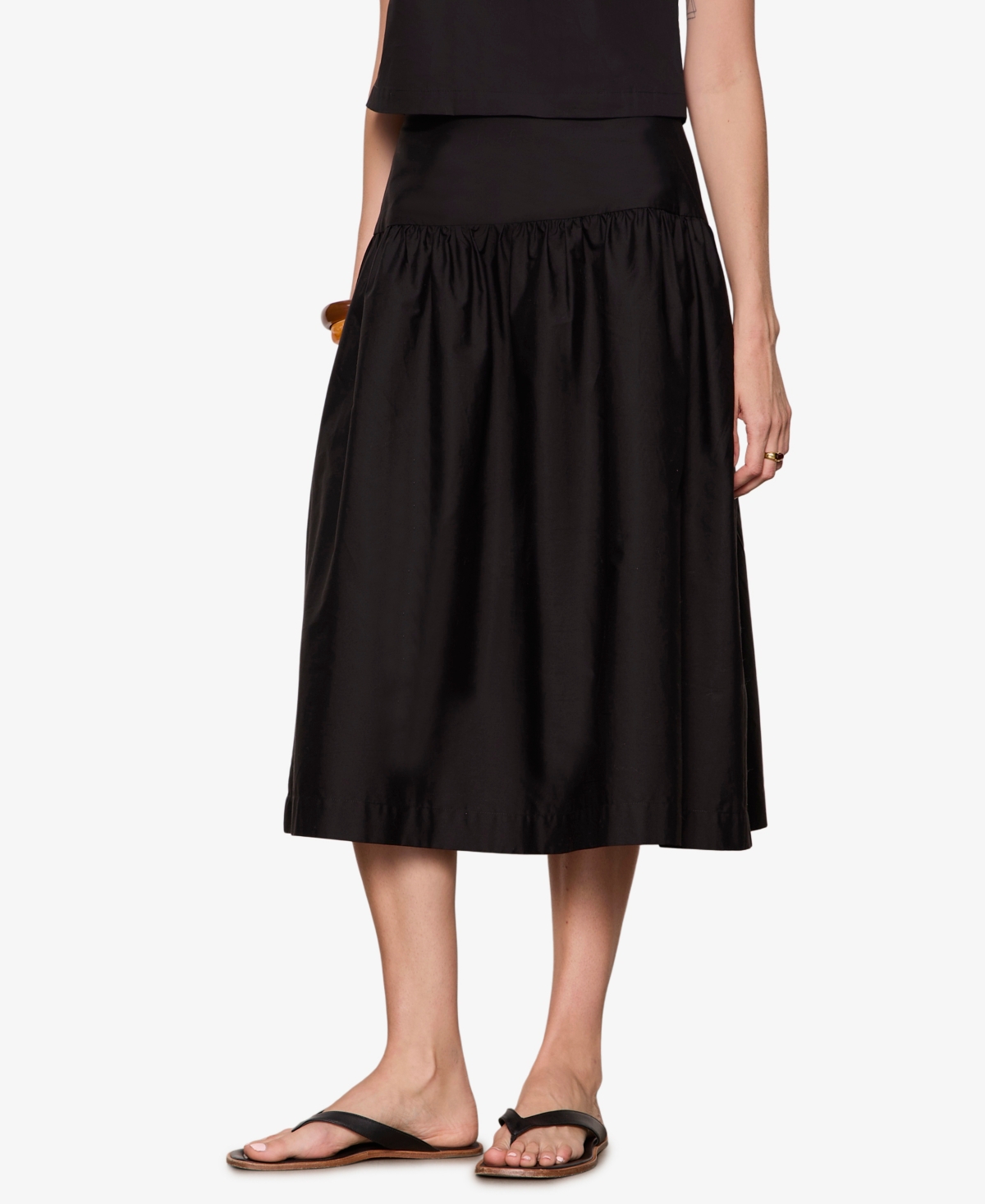 Sanctuary Women’s Poplin A-Line Midi Skirt – Black