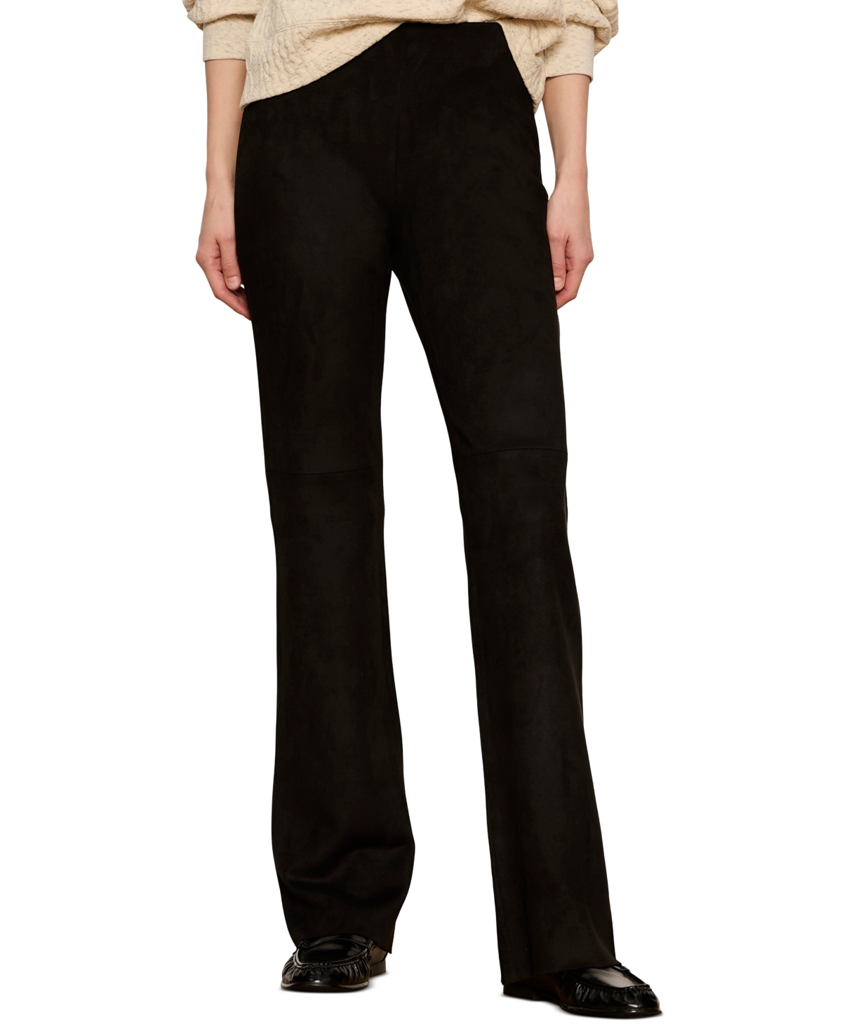 Sanctuary Women’s Sashay Faux-Suede Flare Leggings – Black