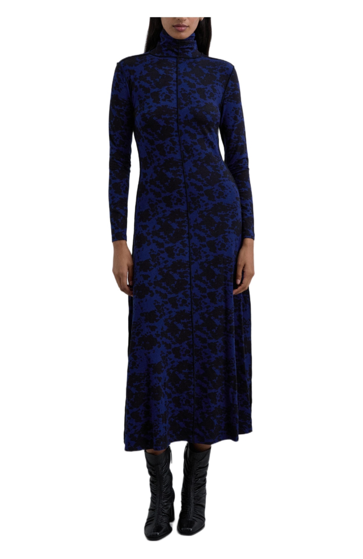 Scalpers Women’s Jersey overlock Dress – black and dark blue Scalpers Women’s Jersey overlock Dress – black and dark blue