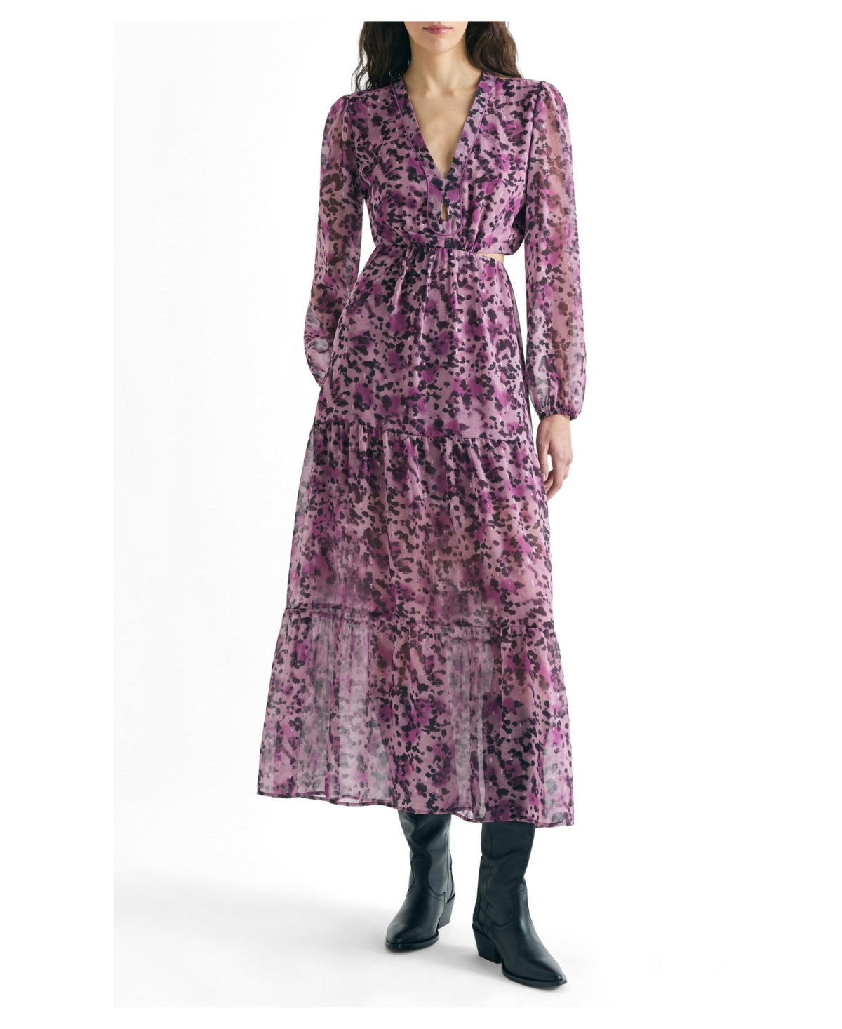 Scalpers Women’s Midi Dress Print Slits – Mauve
