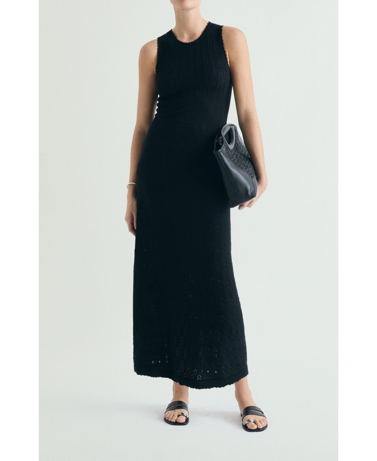 Scalpers Women’s Openwork-Knit Sleeveless Crew-Neck Maxi Dress – Black Scalpers Women’s Openwork-Knit Sleeveless Crew-Neck Maxi Dress – Black