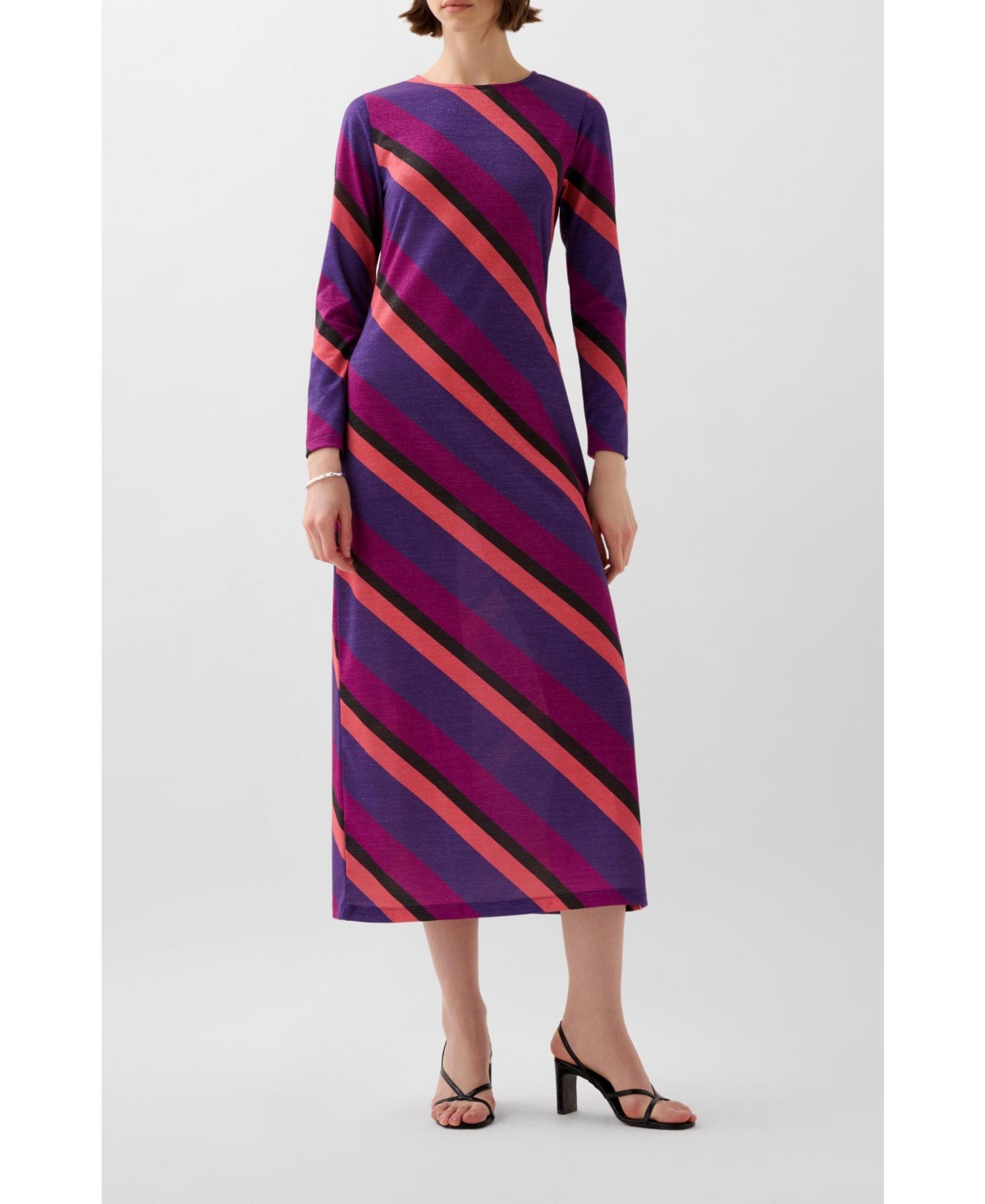 Scalpers Women’s Stripes Lurex Jersey Dress – Purple Scalpers Women’s Stripes Lurex Jersey Dress – Purple