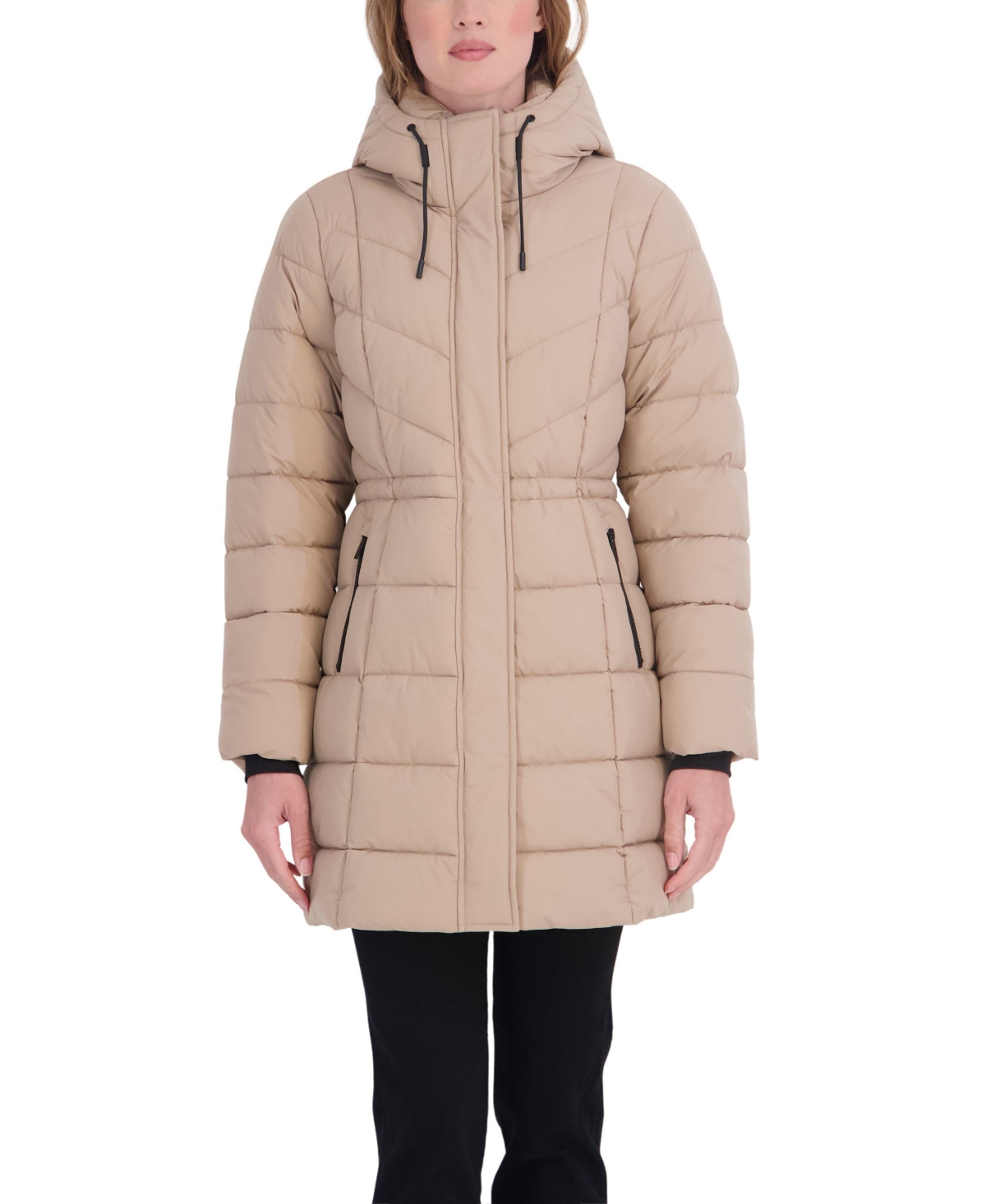 Sebby Collection Women’s 3/4 Hooded Anorak Stretch Puffer Coat – Khaki Sebby Collection Women’s 3/4 Hooded Anorak Stretch Puffer Coat – Khaki
