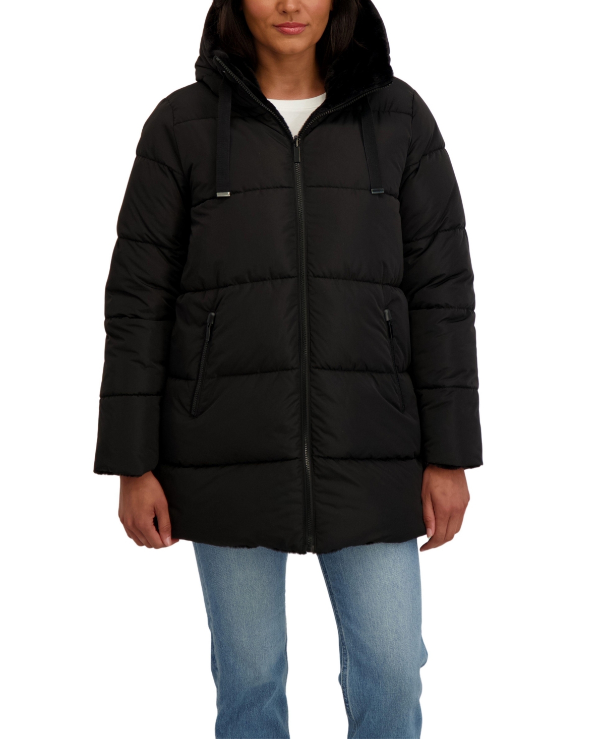 Sebby Collection Women’s 3/4 Reversible Puffer Jacket – Black Sebby Collection Women’s 3/4 Reversible Puffer Jacket – Black