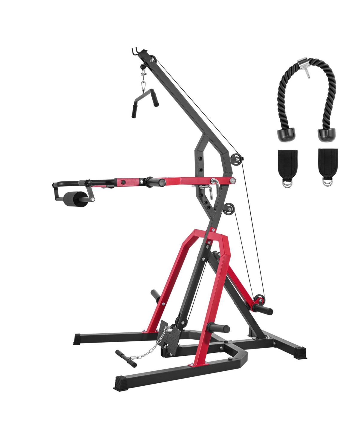 Sevorley Leverage Home Gym with 2:1 Lat Low Row System, 265 lb Capacity – Black and red