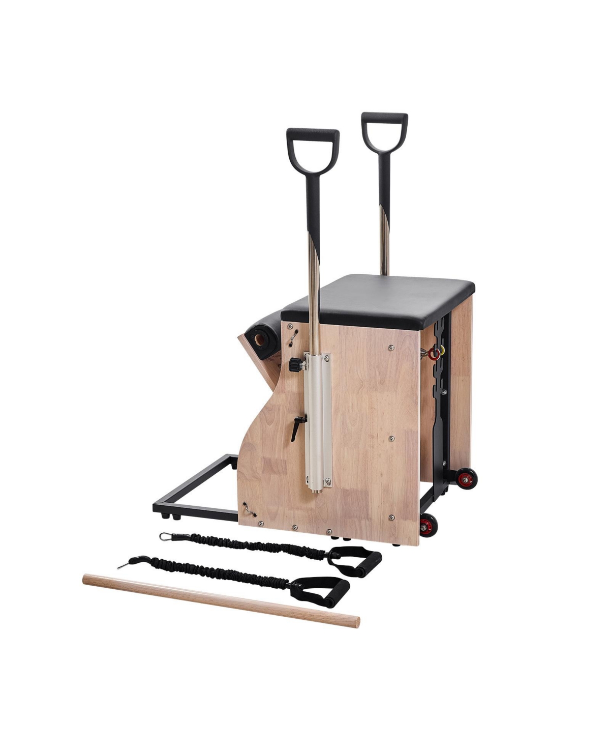 Sevorley Pilates Chair, Split-Pedal Combo Chair with Handles for Home Gym Studio – Natural wood black Sevorley Pilates Chair, Split-Pedal Combo Chair with Handles for Home Gym Studio – Natural wood black