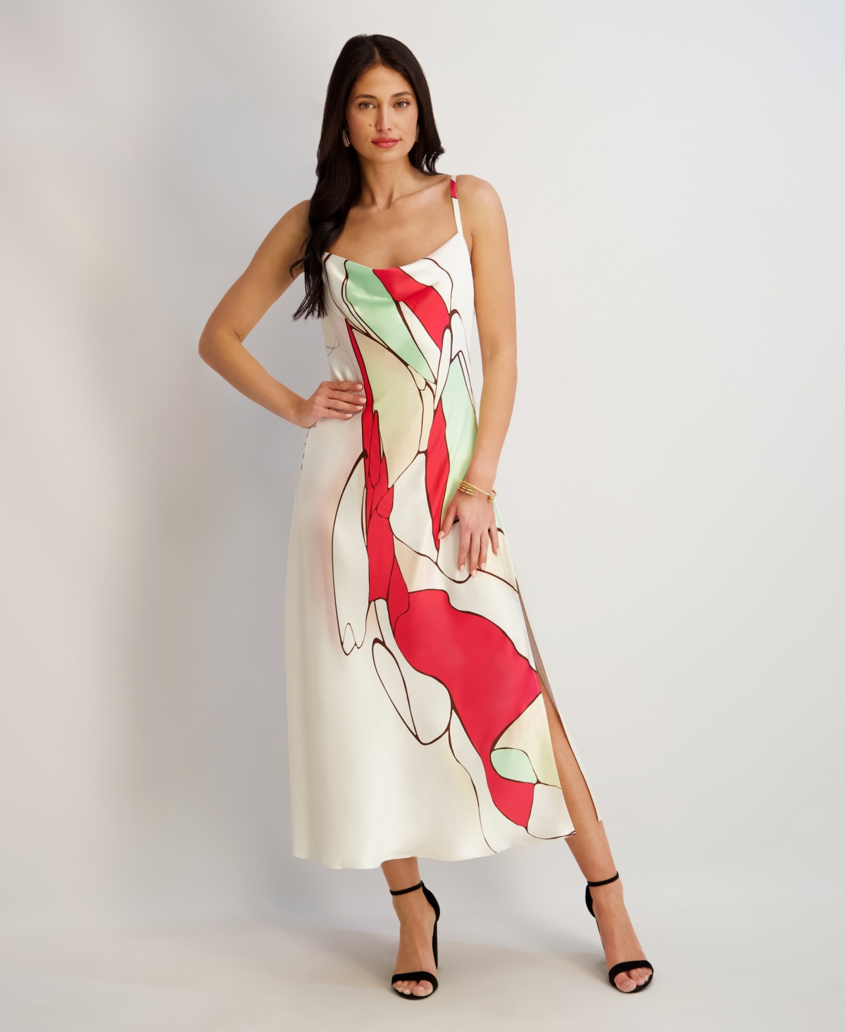 Siena Women’s Cowl Neck Printed Dress – Ivory Multi