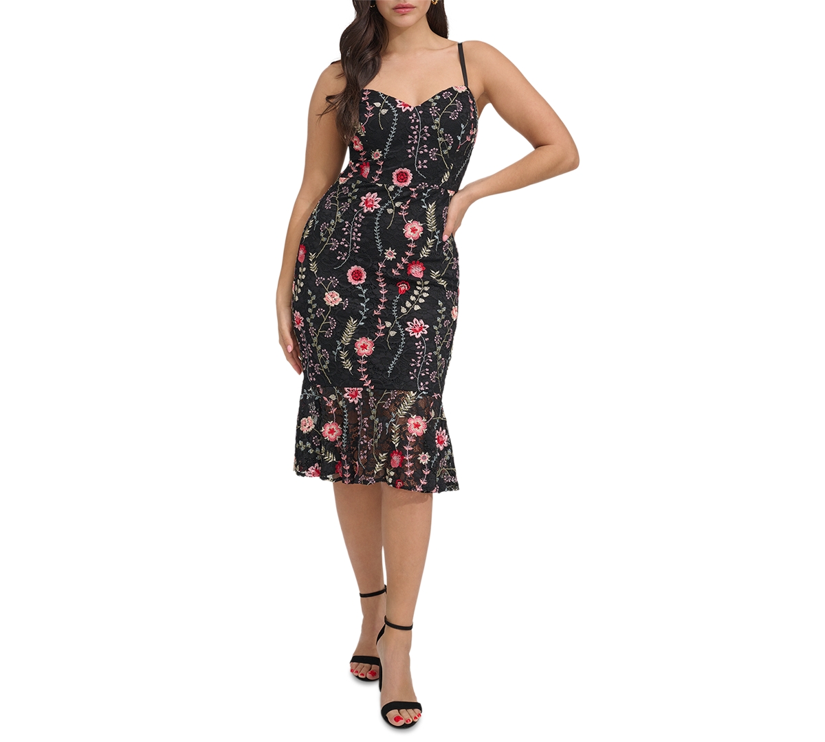 Siena Women’s Embroidered Lace Midi Dress – Black Multi Siena Women’s Embroidered Lace Midi Dress – Black Multi
