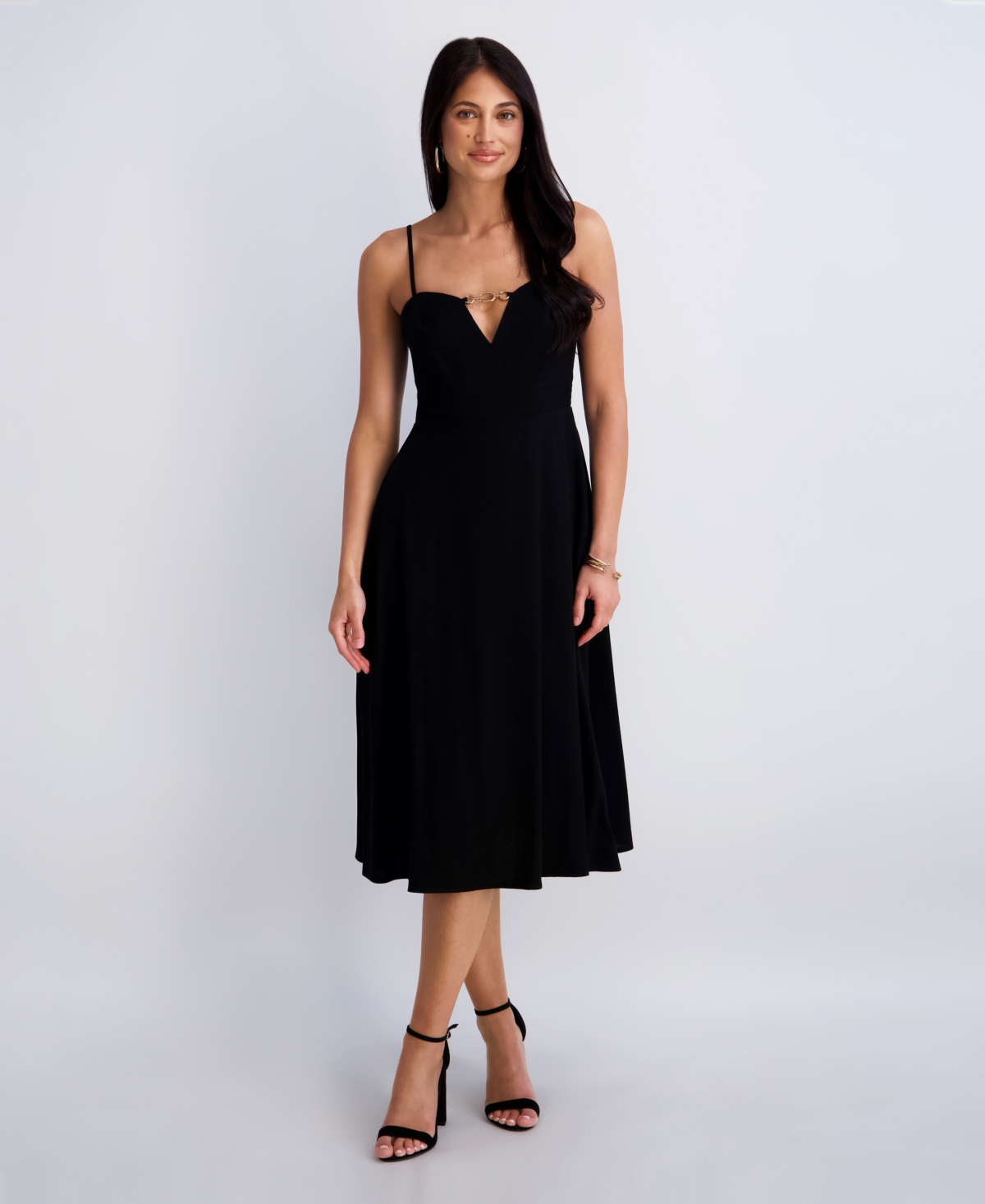 Siena Women’s Sleeveless Keyhole Detail Midi Dress – Black
