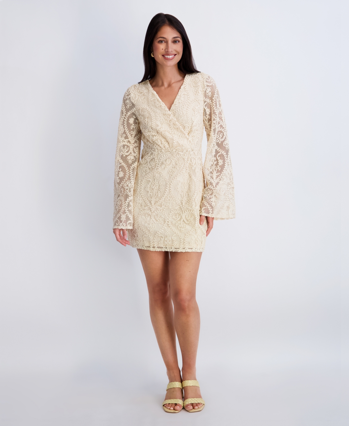 Siena Women’s V-Neck Open Back Crochet Lace Dress – Natural Siena Women’s V-Neck Open Back Crochet Lace Dress – Natural