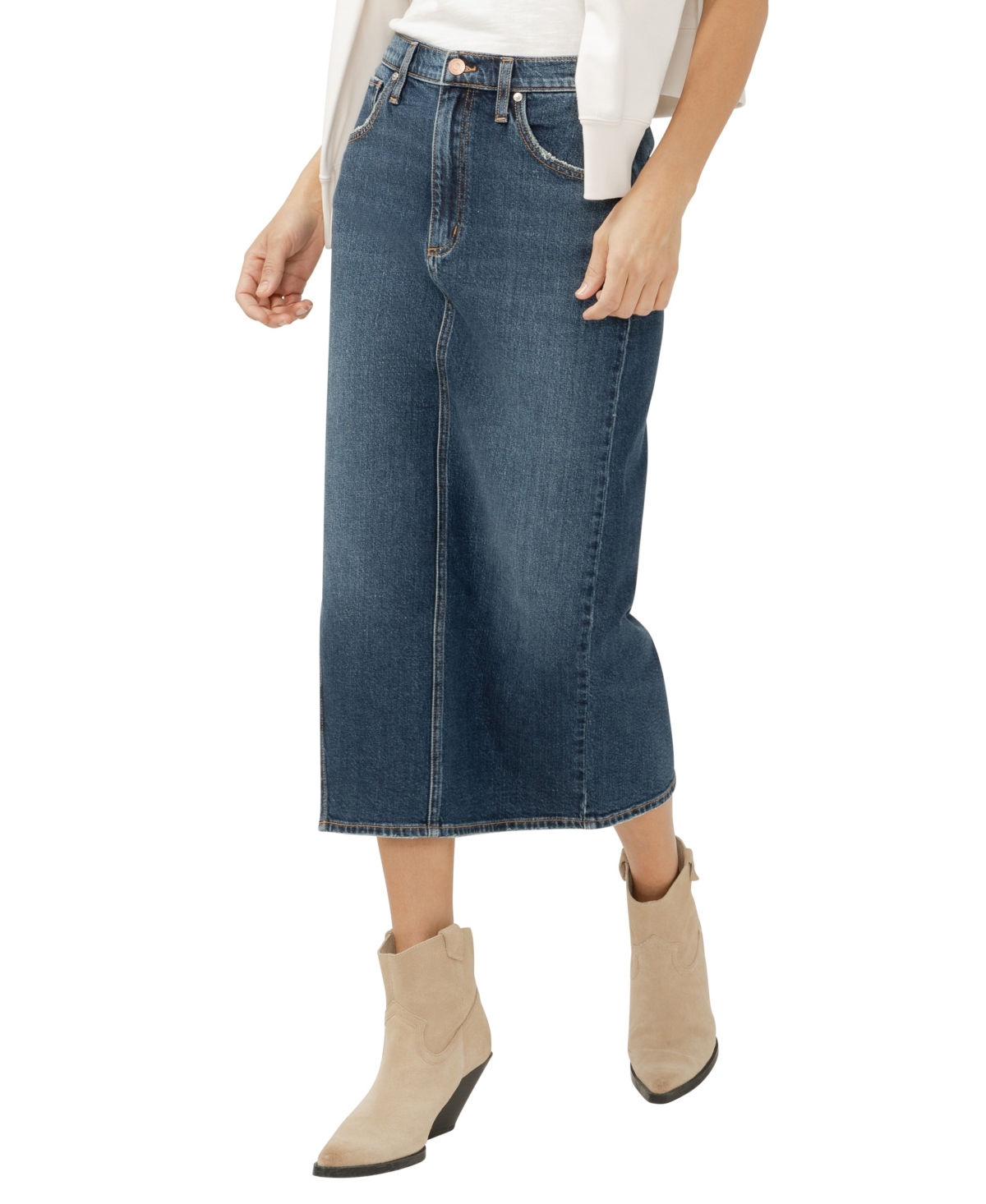 Silver Jeans Co. Women’s Side Slit Denim Midi Skirt – Dolly Silver Jeans Co. Women’s Side Slit Denim Midi Skirt – Dolly
