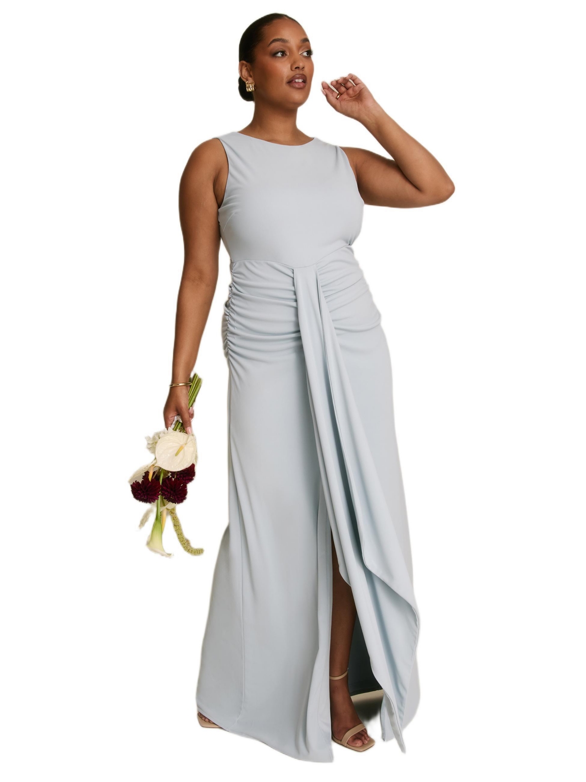 Six Stories Women’s Drape Gathered Sleeveless Stretch – Pale blue Six Stories Women’s Drape Gathered Sleeveless Stretch – Pale blue