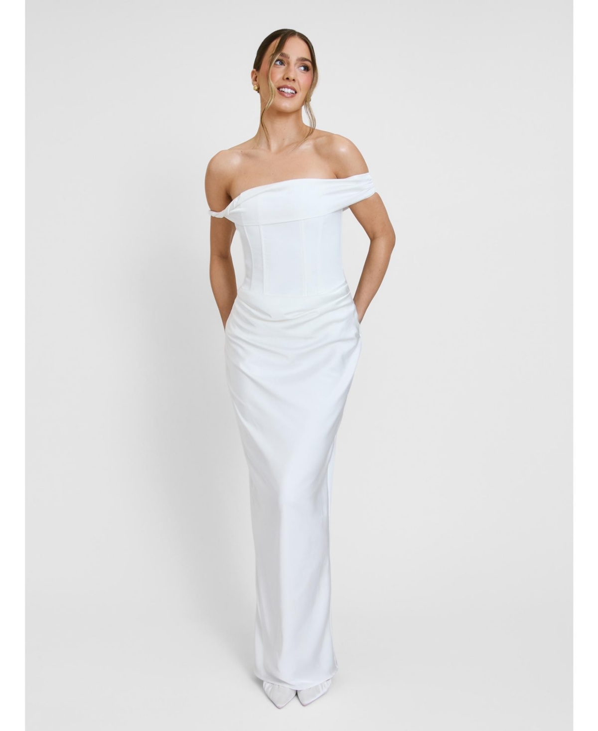 Six Stories Women’s Twist Strap Corset Maxi Dress – White Six Stories Women’s Twist Strap Corset Maxi Dress – White