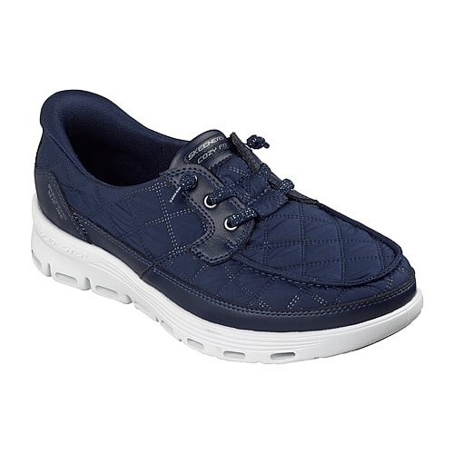 Skechers Glide Step Serene Newport Womens Boat Shoes, 6 1/2 Medium, Blue