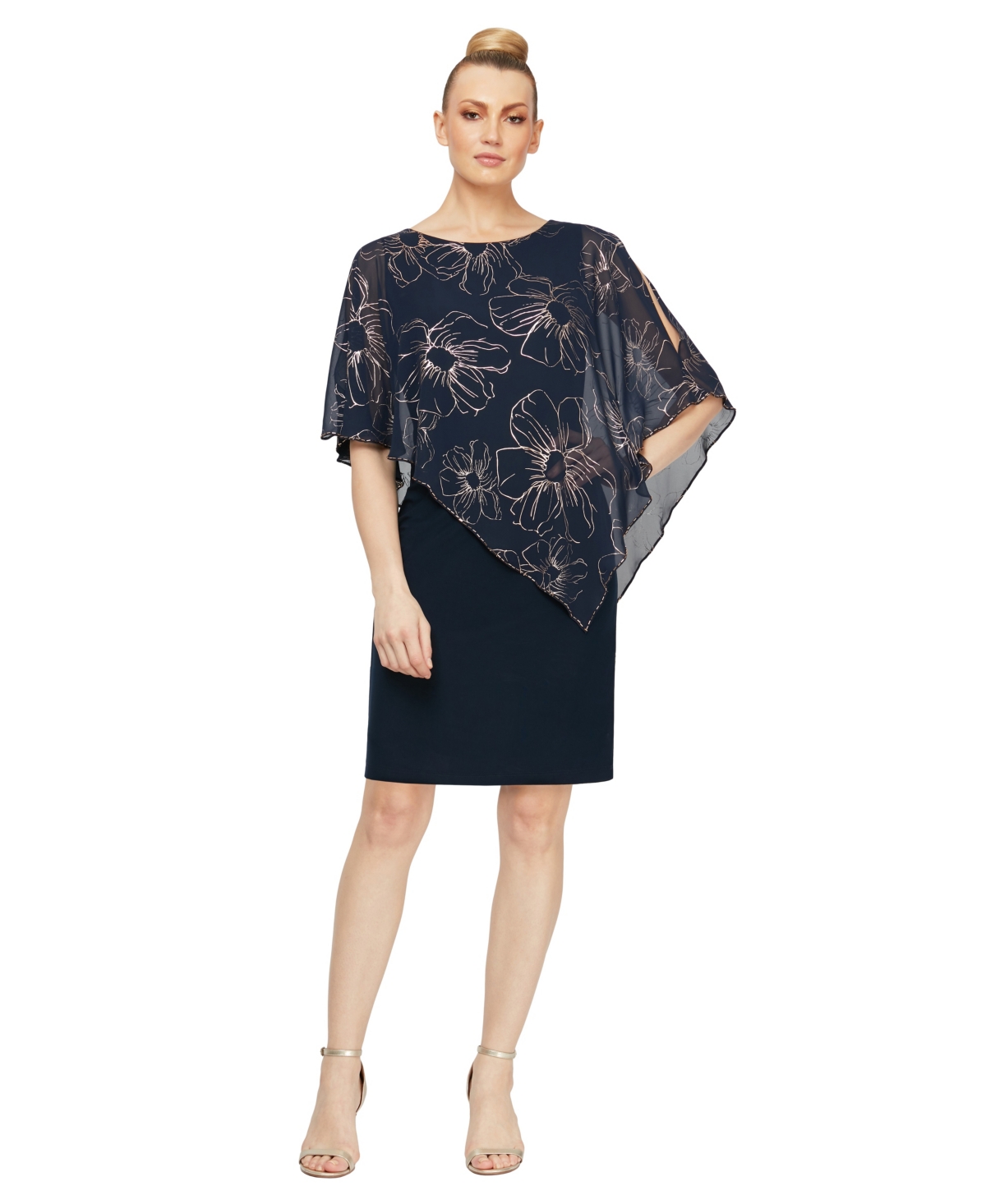 Sl Fashions Women’s Crewneck Mini Sheath Dress – Navy/Rose