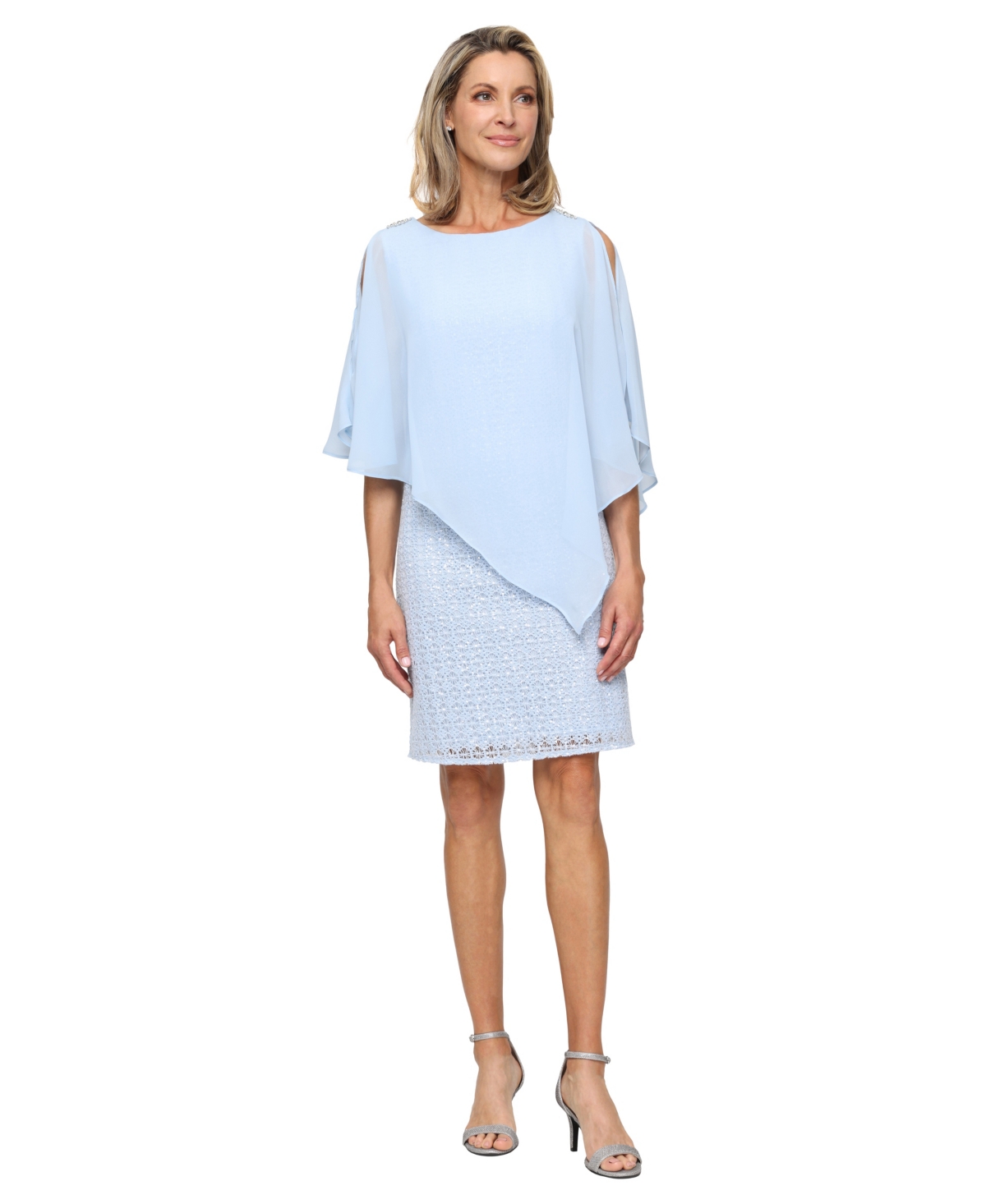 Sl Fashions Women’s Crewneck Sheath Dress – Light Blue