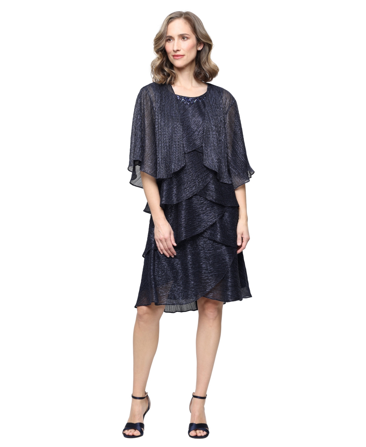 Sl Fashions Women’s Embellished Crewneck Jacket Dress – Navy Sl Fashions Women’s Embellished Crewneck Jacket Dress – Navy