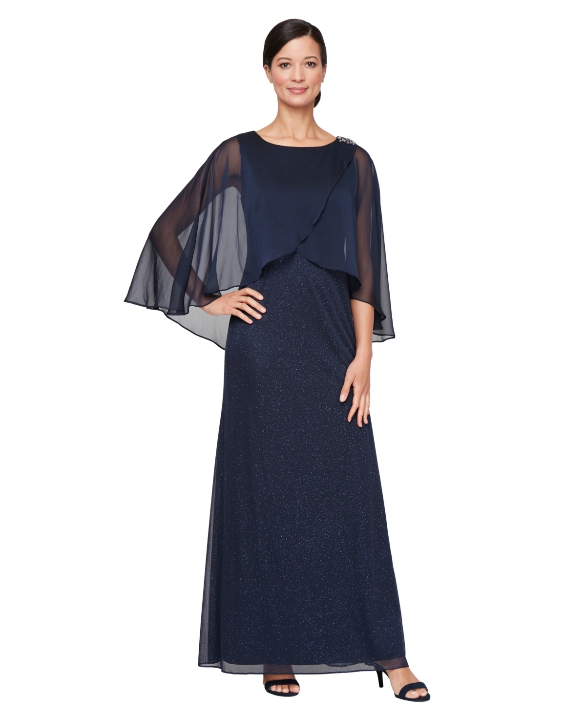 Sl Fashions Women’s Long Glitter Mesh Dress – Navy Sl Fashions Women’s Long Glitter Mesh Dress – Navy