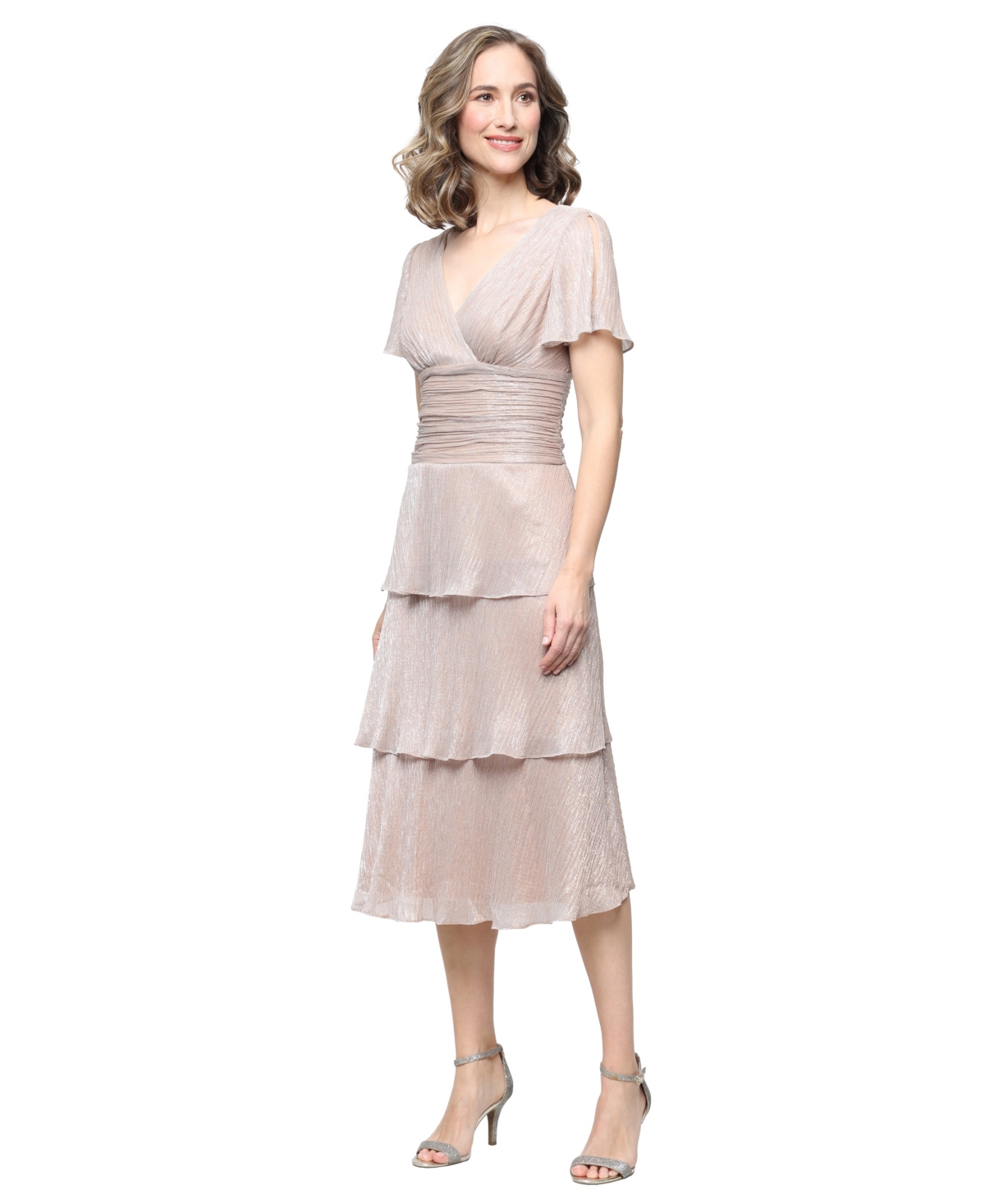 Sl Fashions Women’s V-Neck Dress – Gold Sl Fashions Women’s V-Neck Dress – Gold