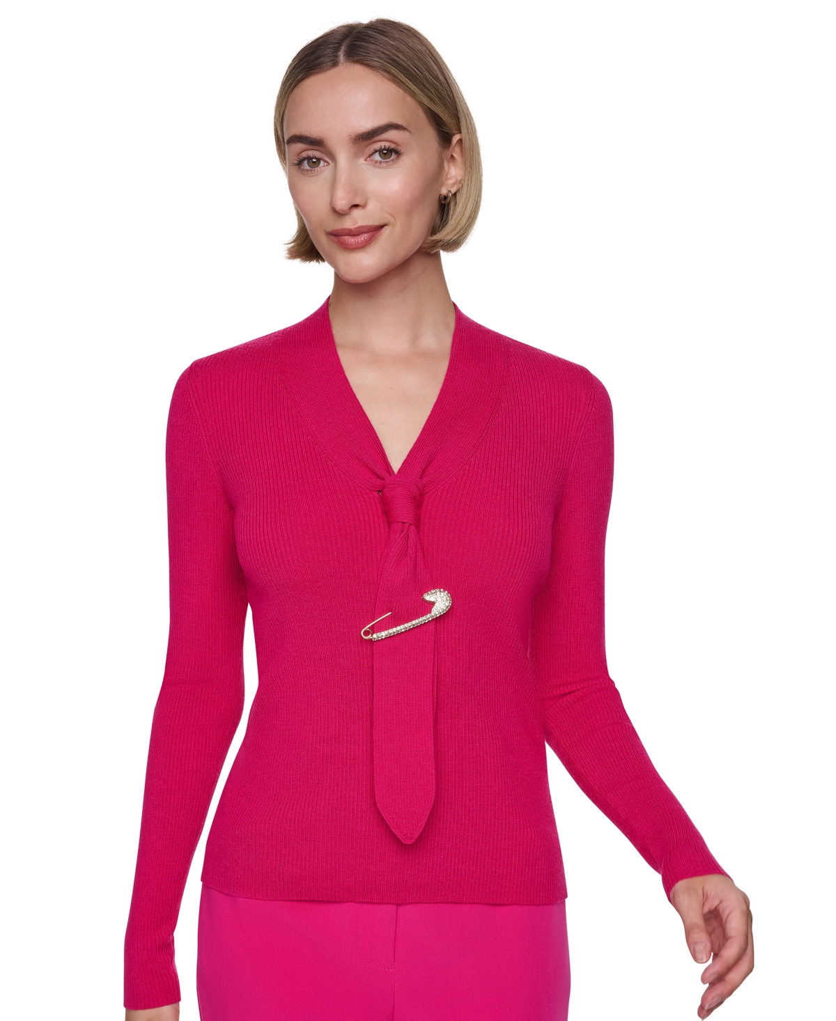 Sonia Rykiel Women’s Tie-Front Long-Sleeve Sweater – Shocking