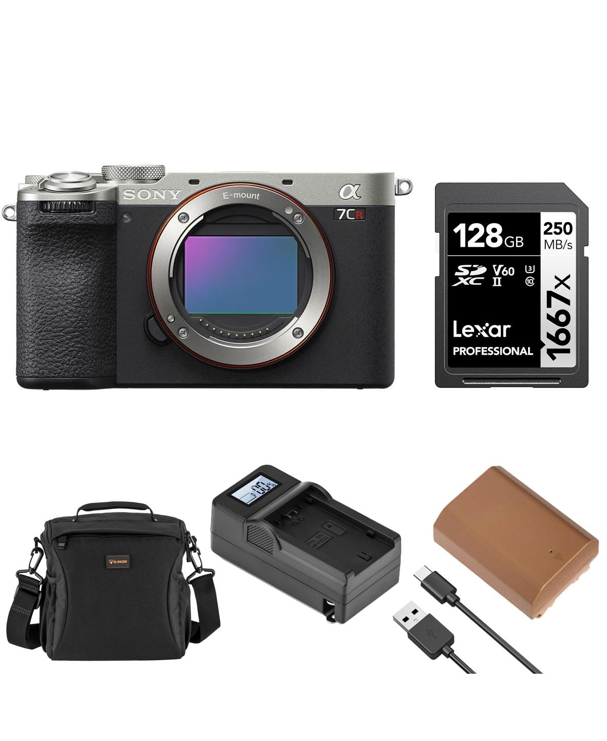 Sony Alpha a7CR Mirrorless Camera Body, Silver, Bundle with Shoulder Bag, 128GB Sd Card, Extra Battery, Charger – Silver Sony Alpha a7CR Mirrorless Camera Body, Silver, Bundle with Shoulder Bag, 128GB Sd Card, Extra Battery, Charger – Silver
