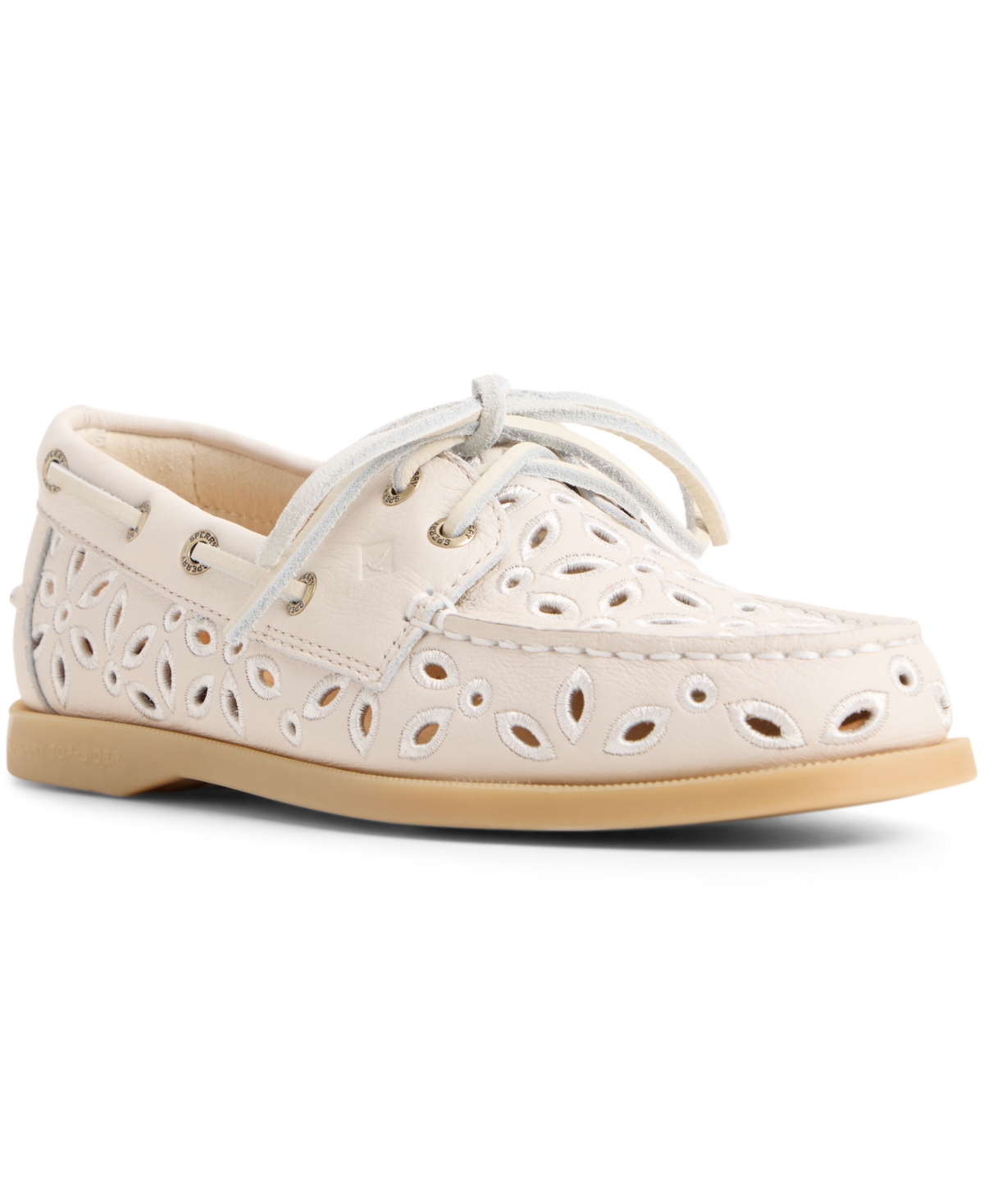Sperry Women’s Authentic Embroidered Perforated Round Toe Boat Shoes – Cream Sperry Women’s Authentic Embroidered Perforated Round Toe Boat Shoes – Cream