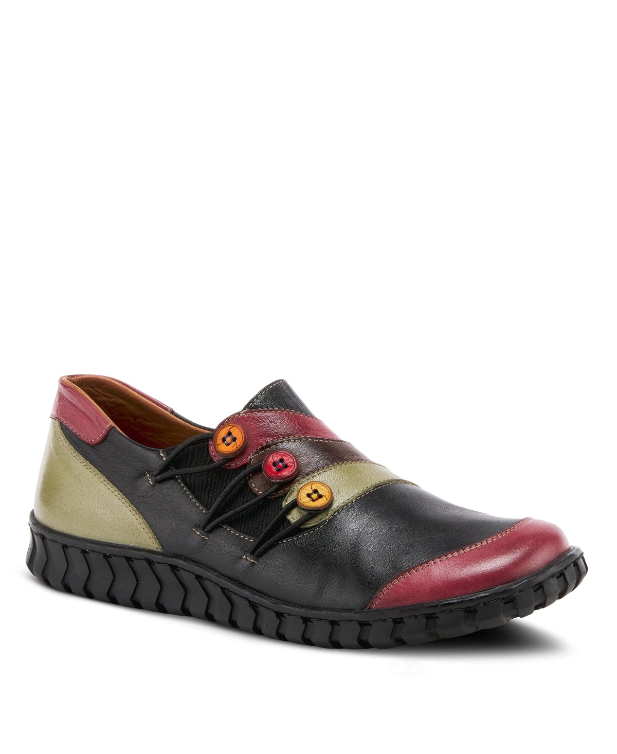 Spring Step Neeta Colorblock Leather Slip-On Shoe with Removable Insole and Flexible Comfort Sole – Black multi