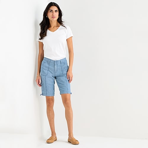 St. John’s Bay Womens 11″ Mid Rise Bermuda Short, 14, Blue St. John’s Bay Womens 11″ Mid Rise Bermuda Short, 14, Blue