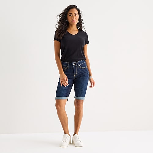 St. John’s Bay Womens 11″ Tall Bermuda Short, 20 Tall, Blue