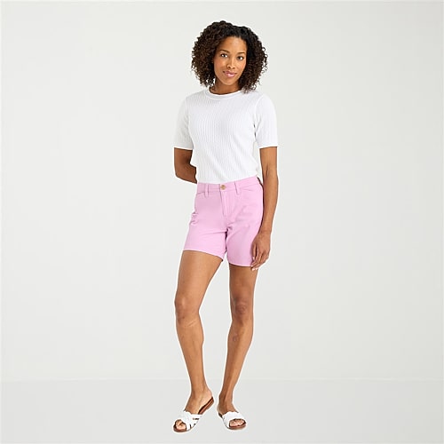St. John’s Bay Womens 7 3/4″ Mid Rise Tall Chino Short, 8 Tall, Pink