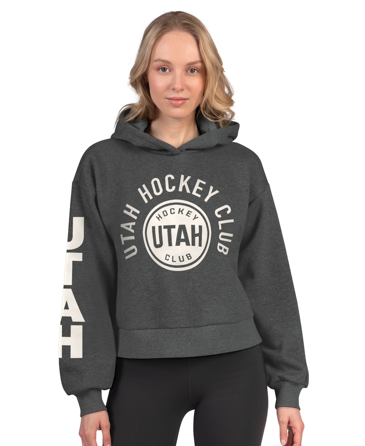 Starter Women’s Heather Charcoal Utah Mammoth Star Player Cropped Fleece Hoodie – Heather Charcoal Starter Women’s Heather Charcoal Utah Mammoth Star Player Cropped Fleece Hoodie – Heather Charcoal