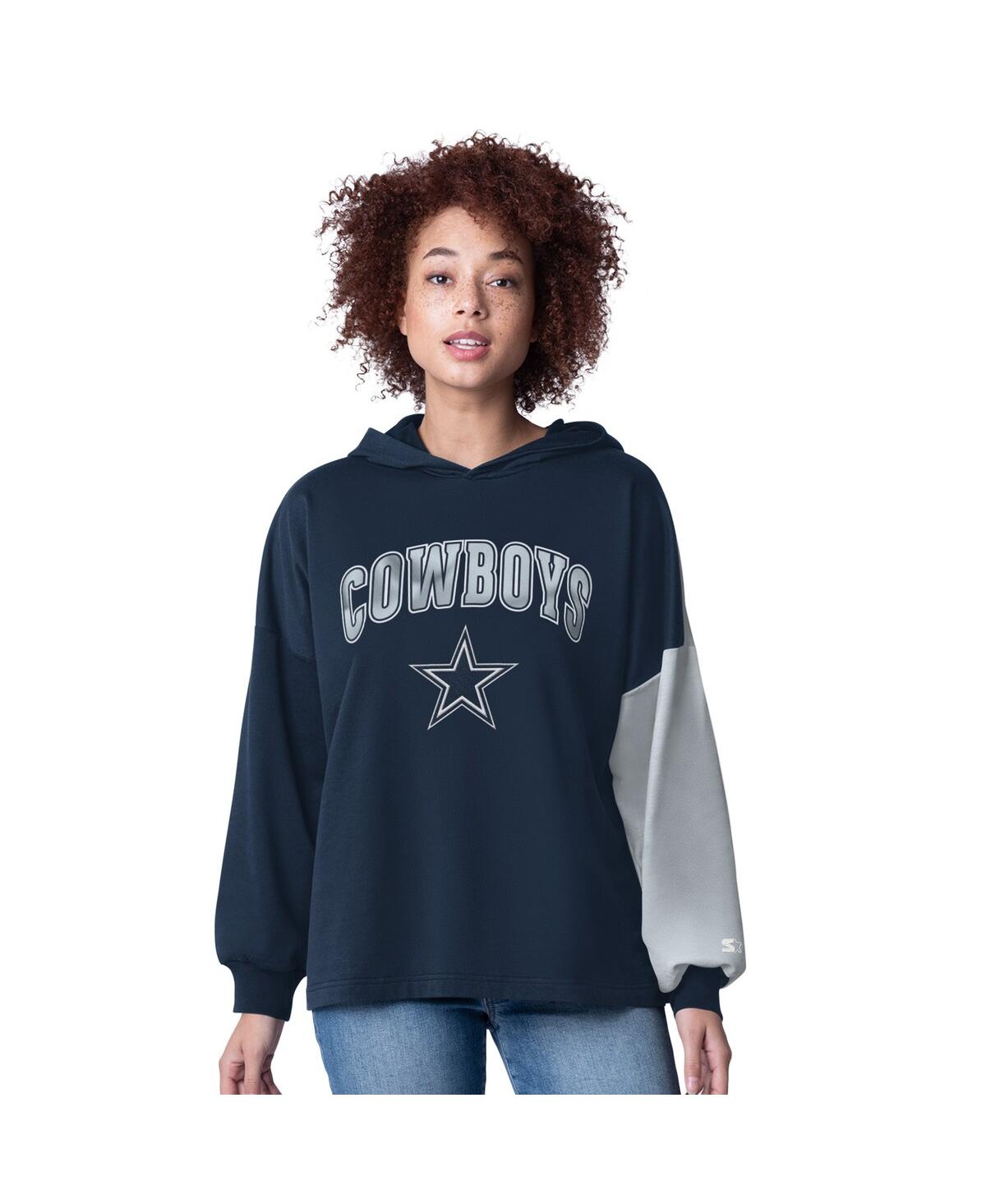 Starter Women’s Navy Dallas Cowboys Power Move Long Sleeve Pullover Hoodie – Navy